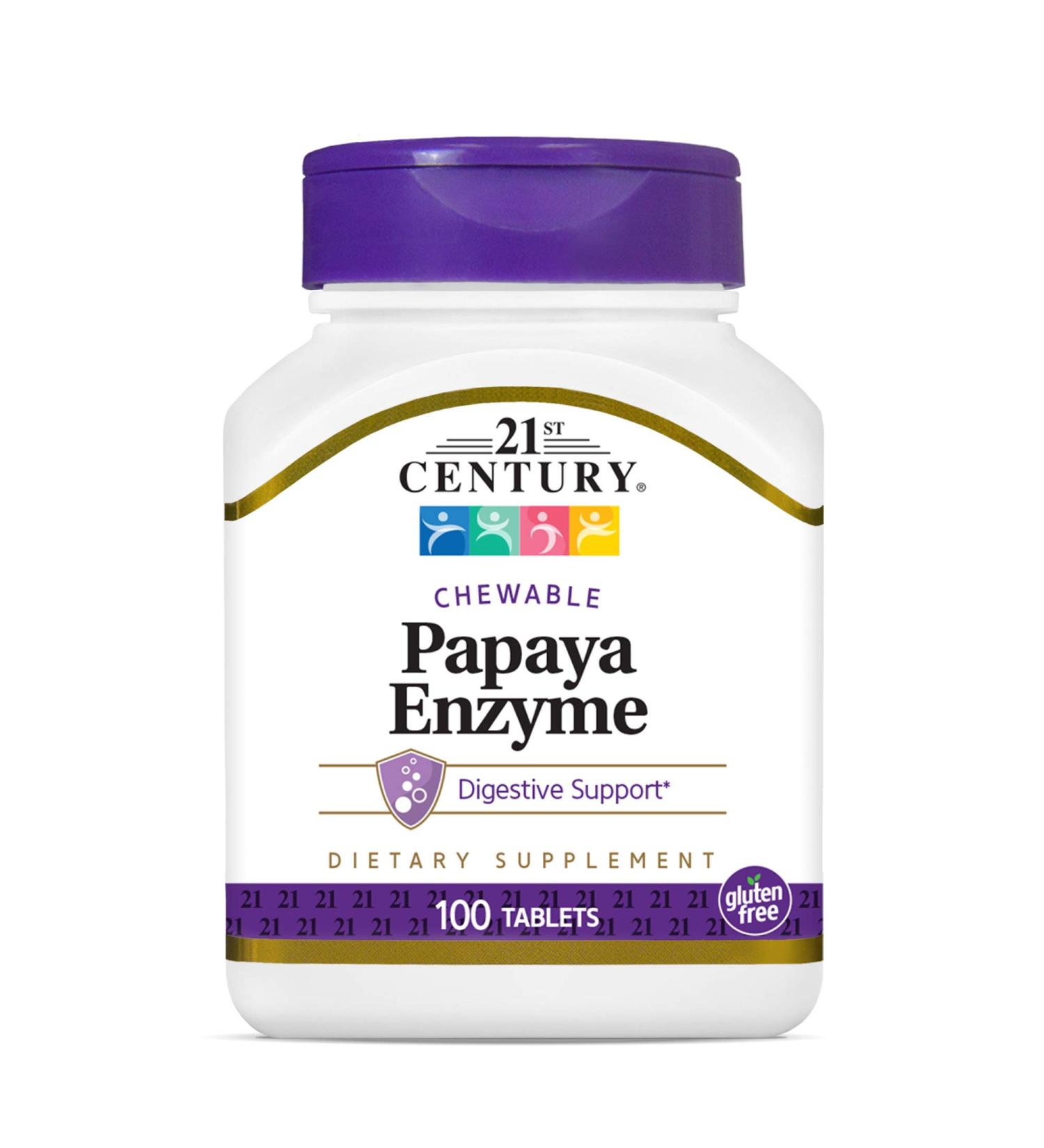21st Century Papaya Enzyme Chewable Tablets - 100 Count for Digestive Health - Buy Online on GoSupps.com