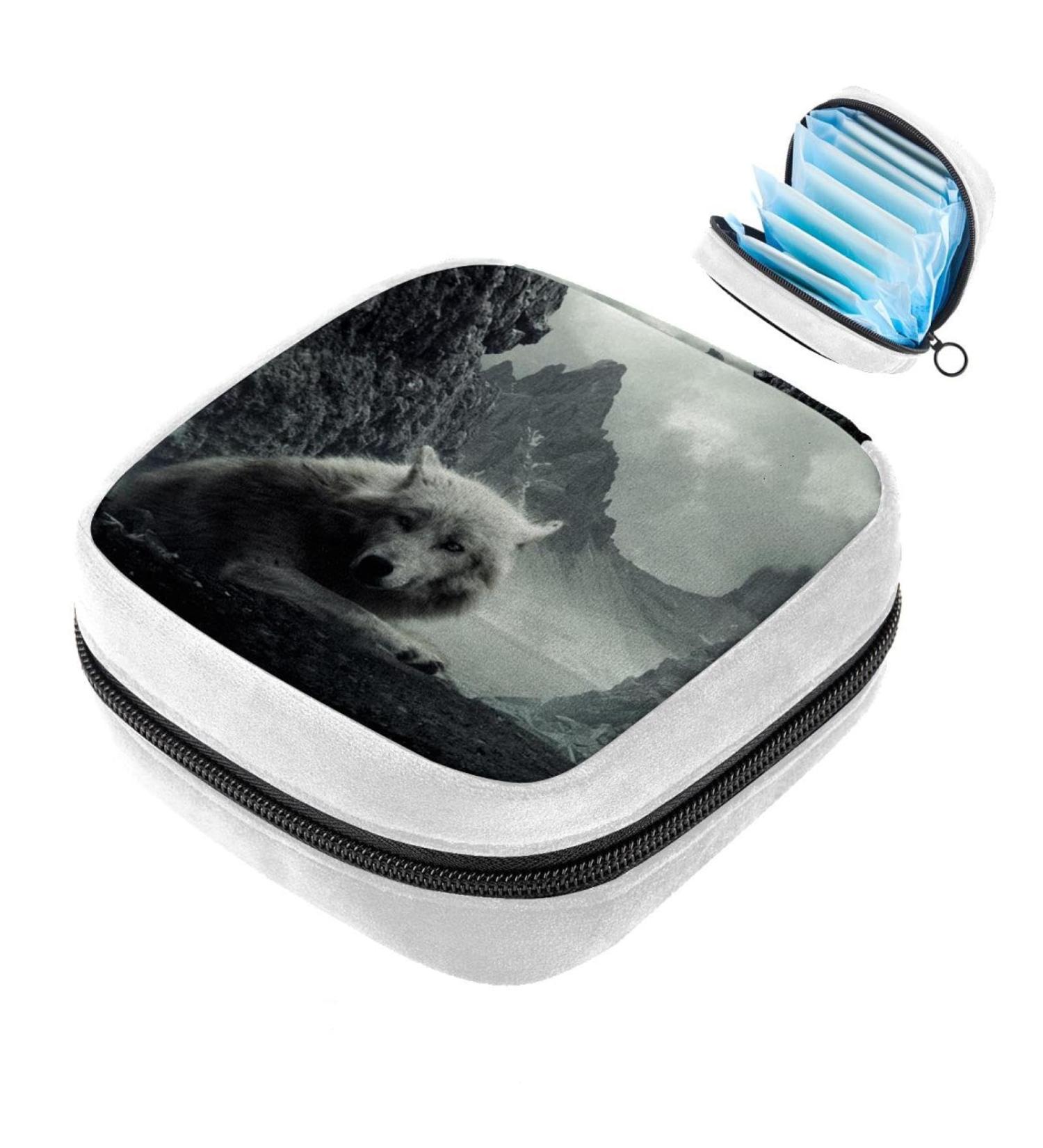 Vintage Animal Wolf Color Sanitary Napkin Tampon Storage Bag | Period Pad Makeup Pouch - GIAPB 3661 - Buy Online on GoSupps.com