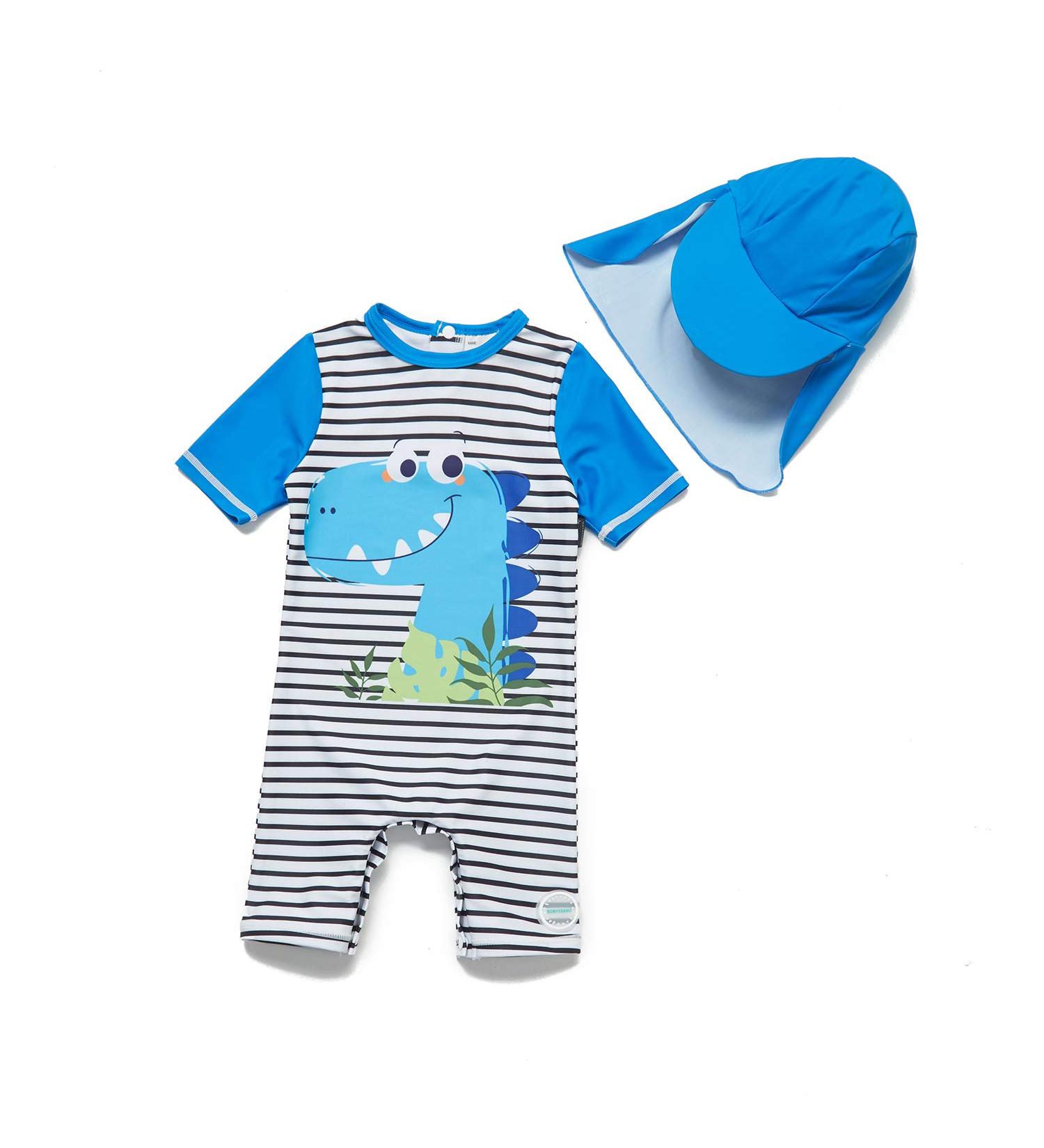 BONVERANO Baby Boys Swimsuit | Toddler Bathing Suit UPF 50+ Sun Protection | Dinosaur Stripe | 2-3 Years - Buy Online on GoSupps.com