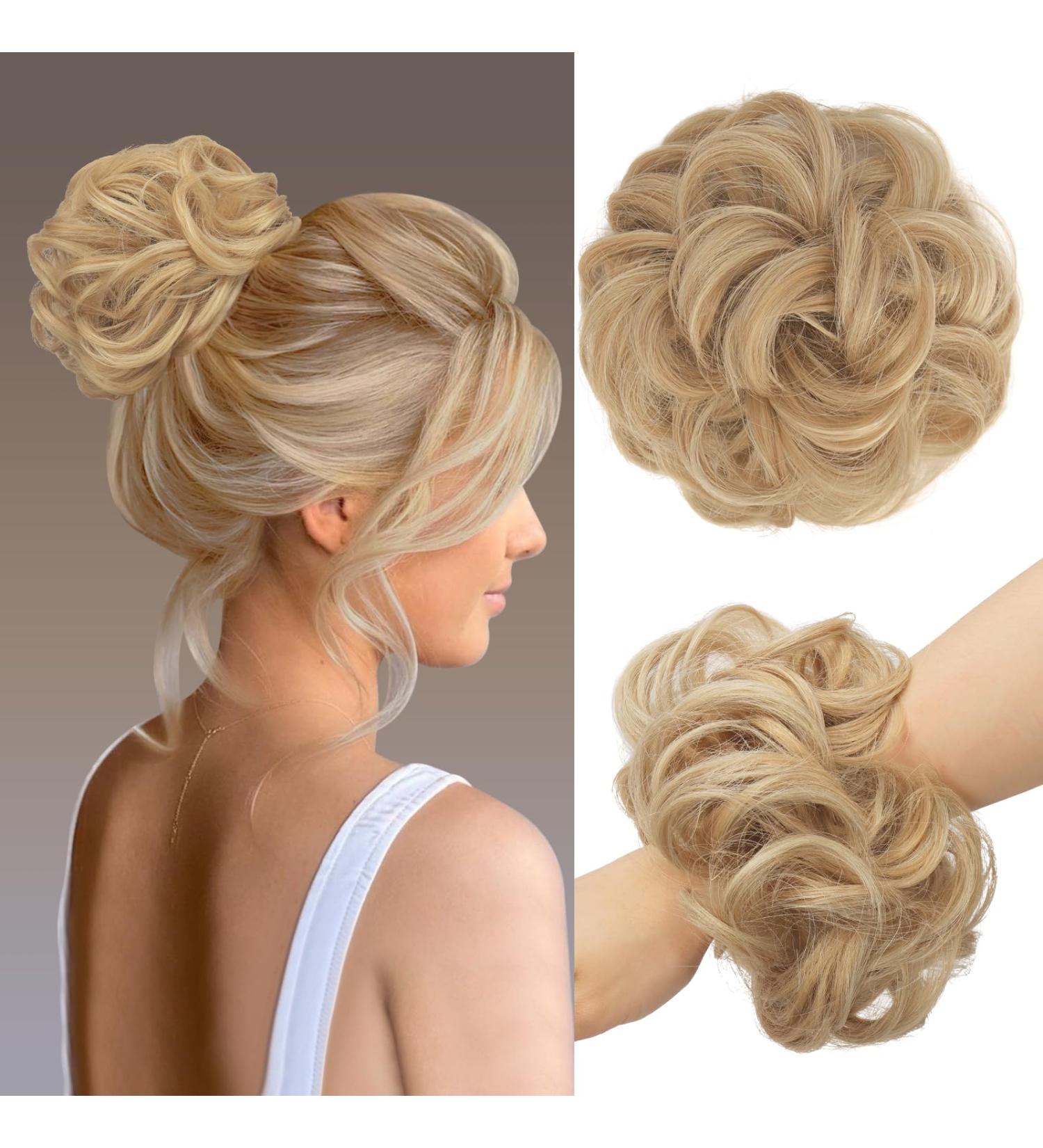Large Honey Blonde & Platinum Blonde Hair Part with Rubber Band - Synthetic Hair Extensions for Ponytail - 55g Hair Ties for Women & Girls - Buy Online on GoSupps.com