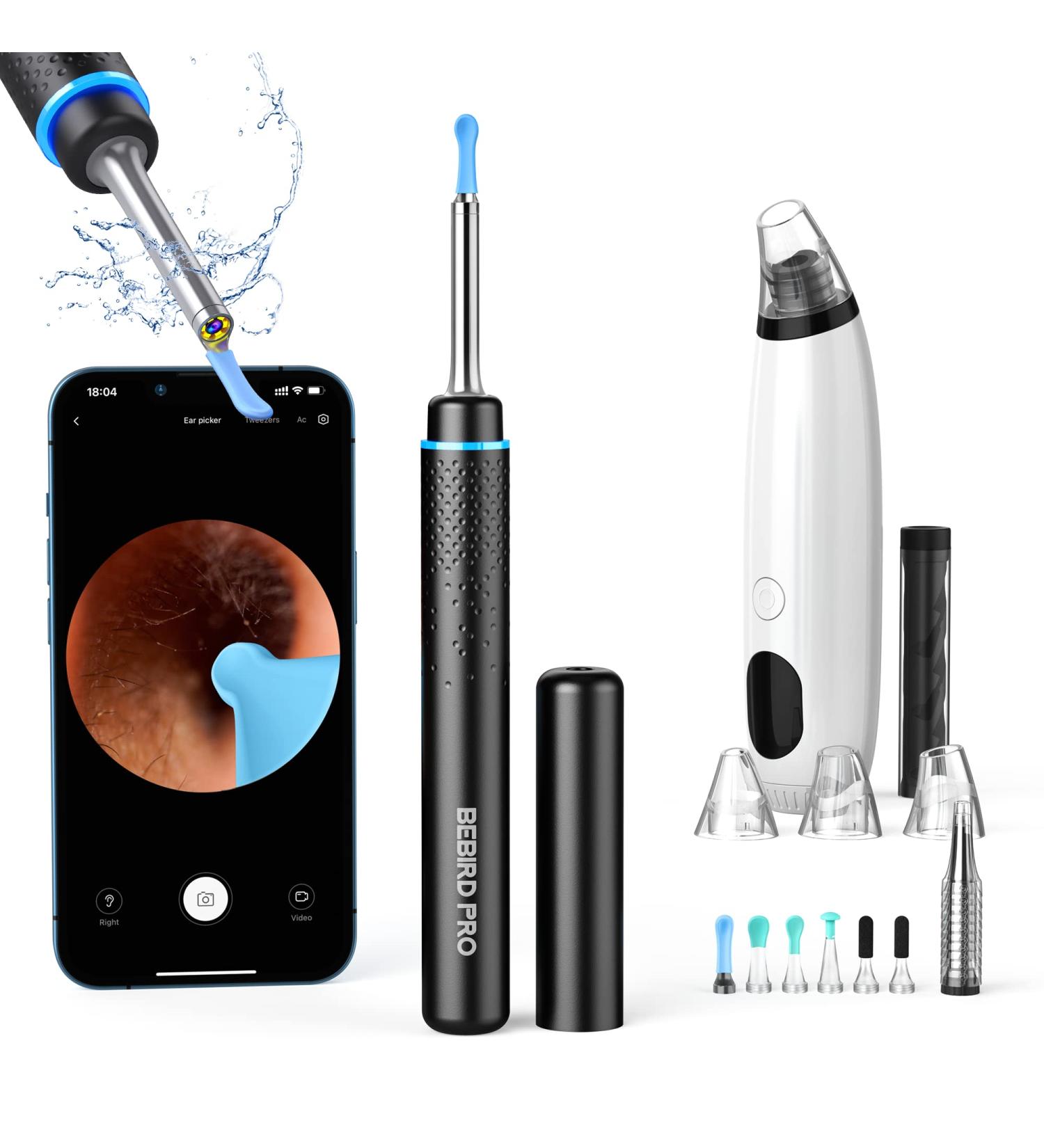 Bebird Pro Ear Wax Removal Tool with HD Camera and 6 LED Lights - FDA Cleared Ear Cleaner for Smaller Ears - Compatible with iOS and Android Phones - Black - Buy Online on GoSupps.com