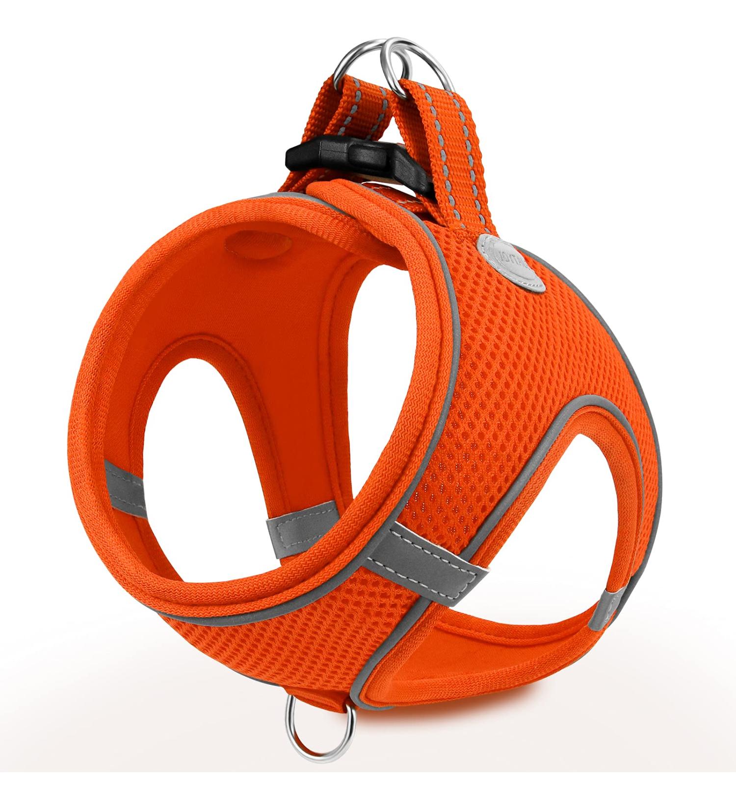 Joyal Reflective Soft Padded Dog Harness - Breathable Air-Mesh for Cats & Small Dogs (XXS 31-34cm) - Orange - Buy Online on GoSupps.com