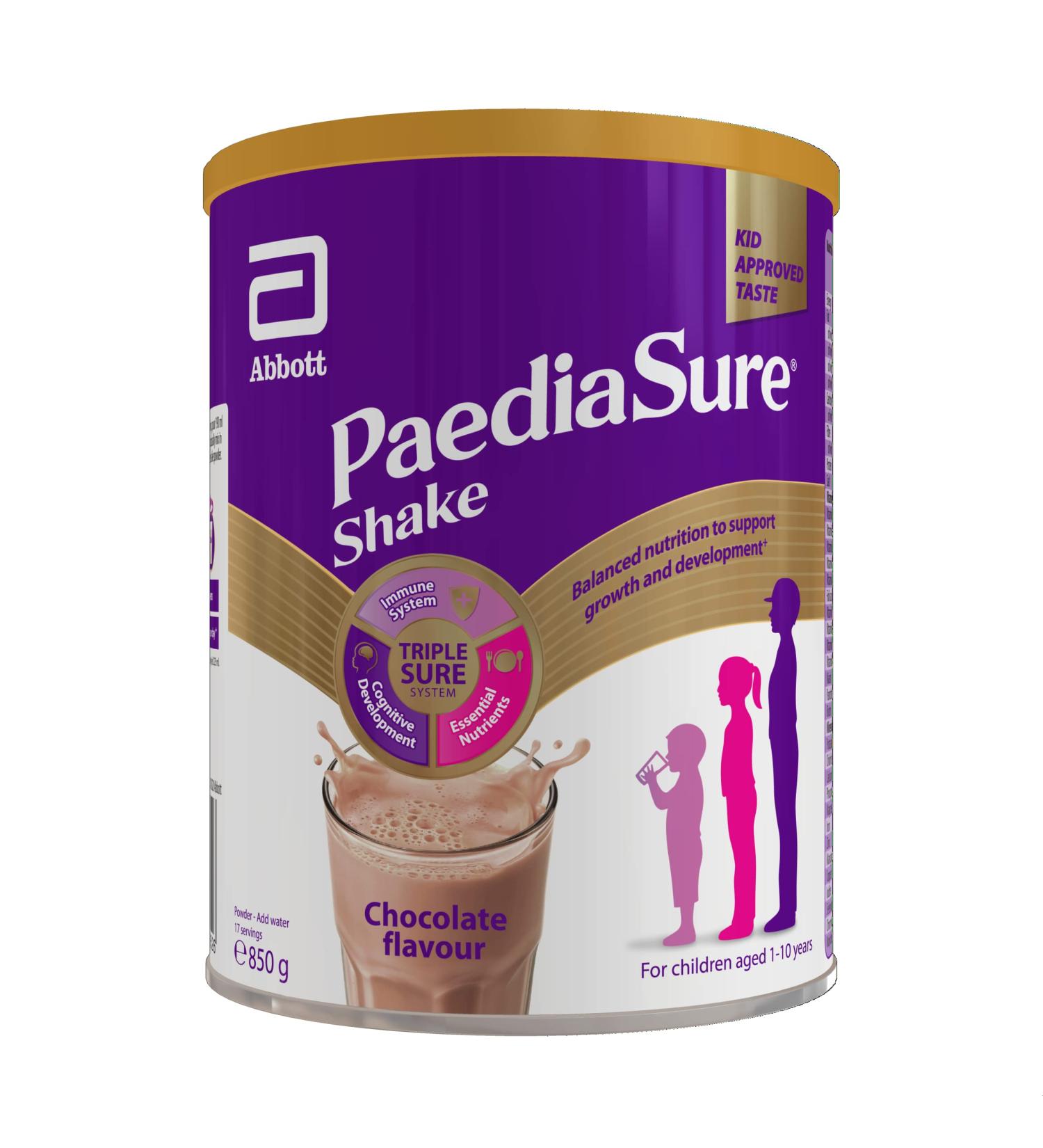 PaediaSure Shake 850g Chocolate - Balanced Nutritional Supplement for Kids with Protein, Carbs, Essential Fatty Acids & Minerals - Buy Online on GoSupps.com
