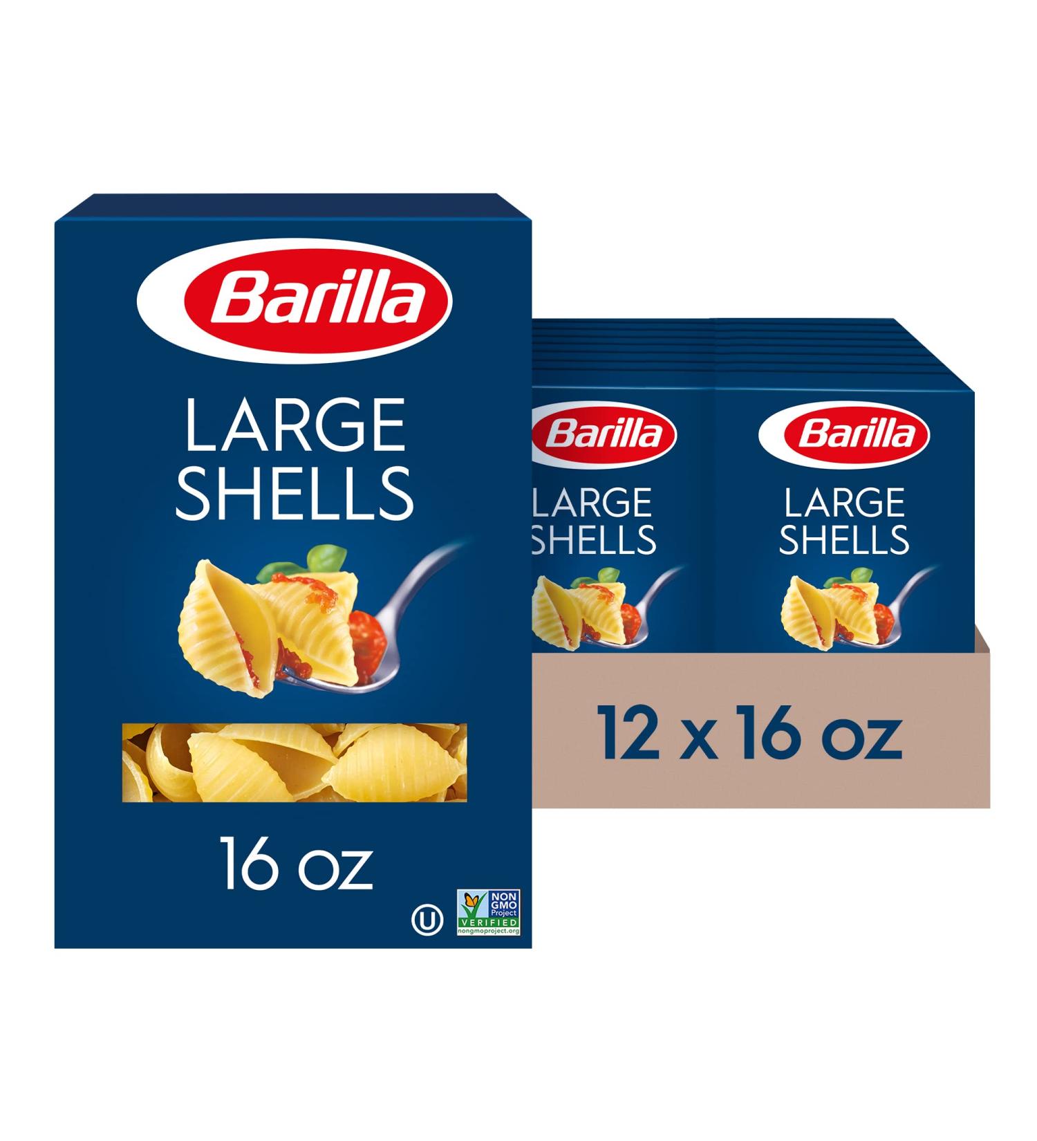 Barilla Large Shells Pasta 16 oz. Box (Pack of 12) - Non-GMO Durum Wheat Semolina Pasta - Italy's #1 Brand - Kosher Certified - Buy Online on GoSupps.com