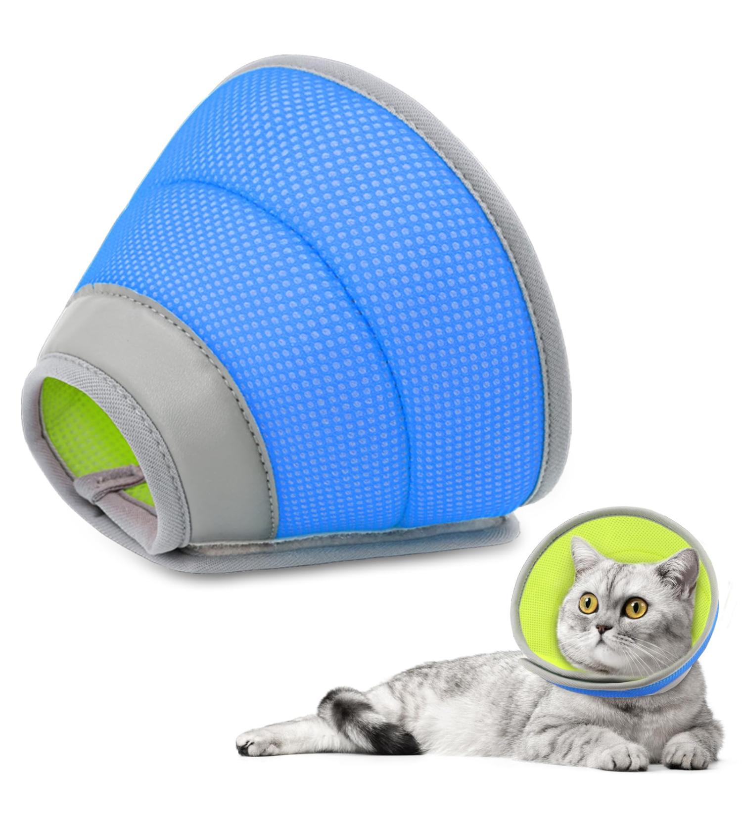 Soft Adjustable Cat Cone Collar for Post-Surgery Recovery - Large Elizabethan Collar for Cats - Blue - Buy Online on GoSupps.com