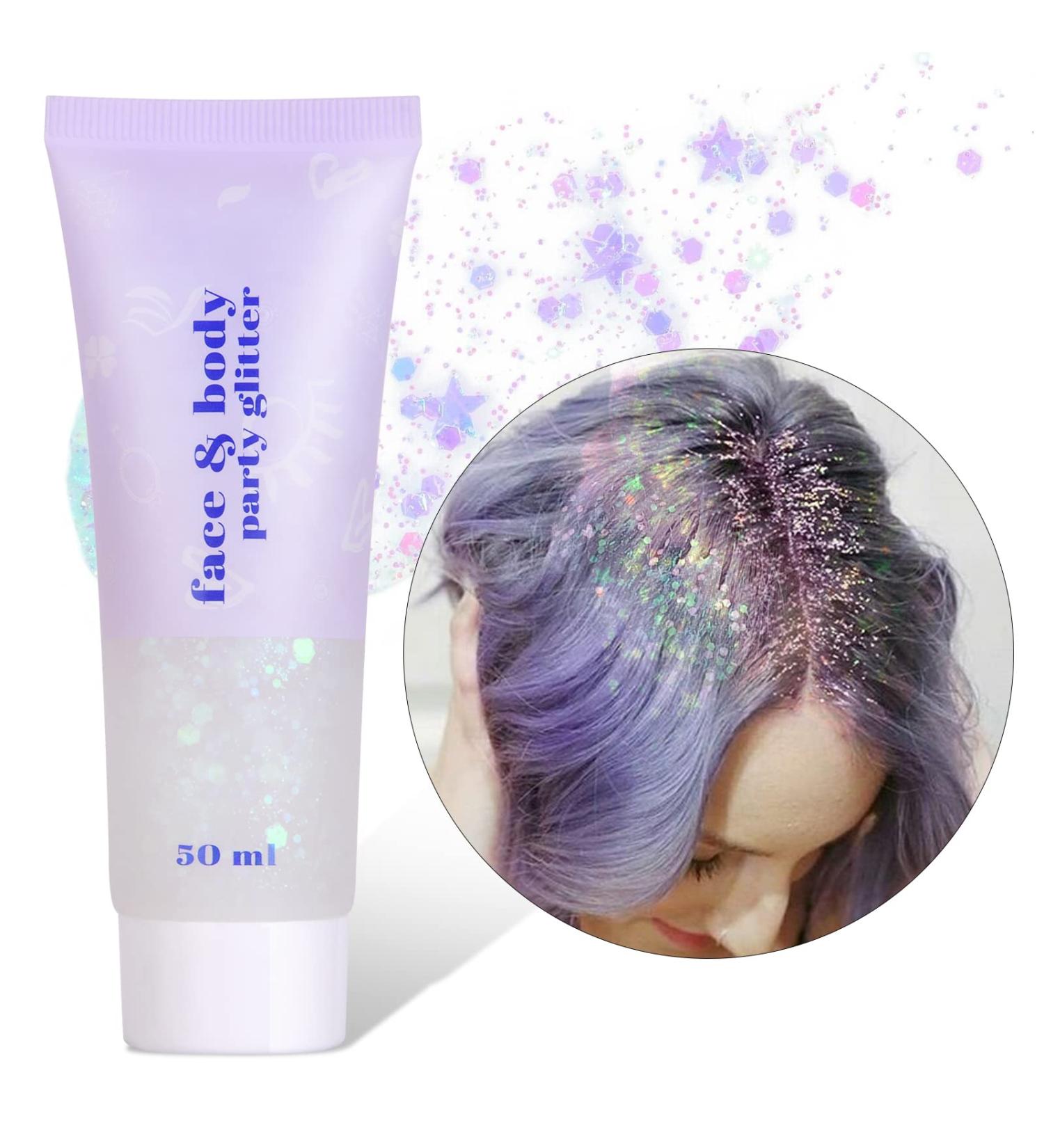 Uraqt Body Glitter Gel - Chunky Glitter for Face Hair & Lips | Festival Makeup & Cosmetics (D-White) - Buy Online on GoSupps.com