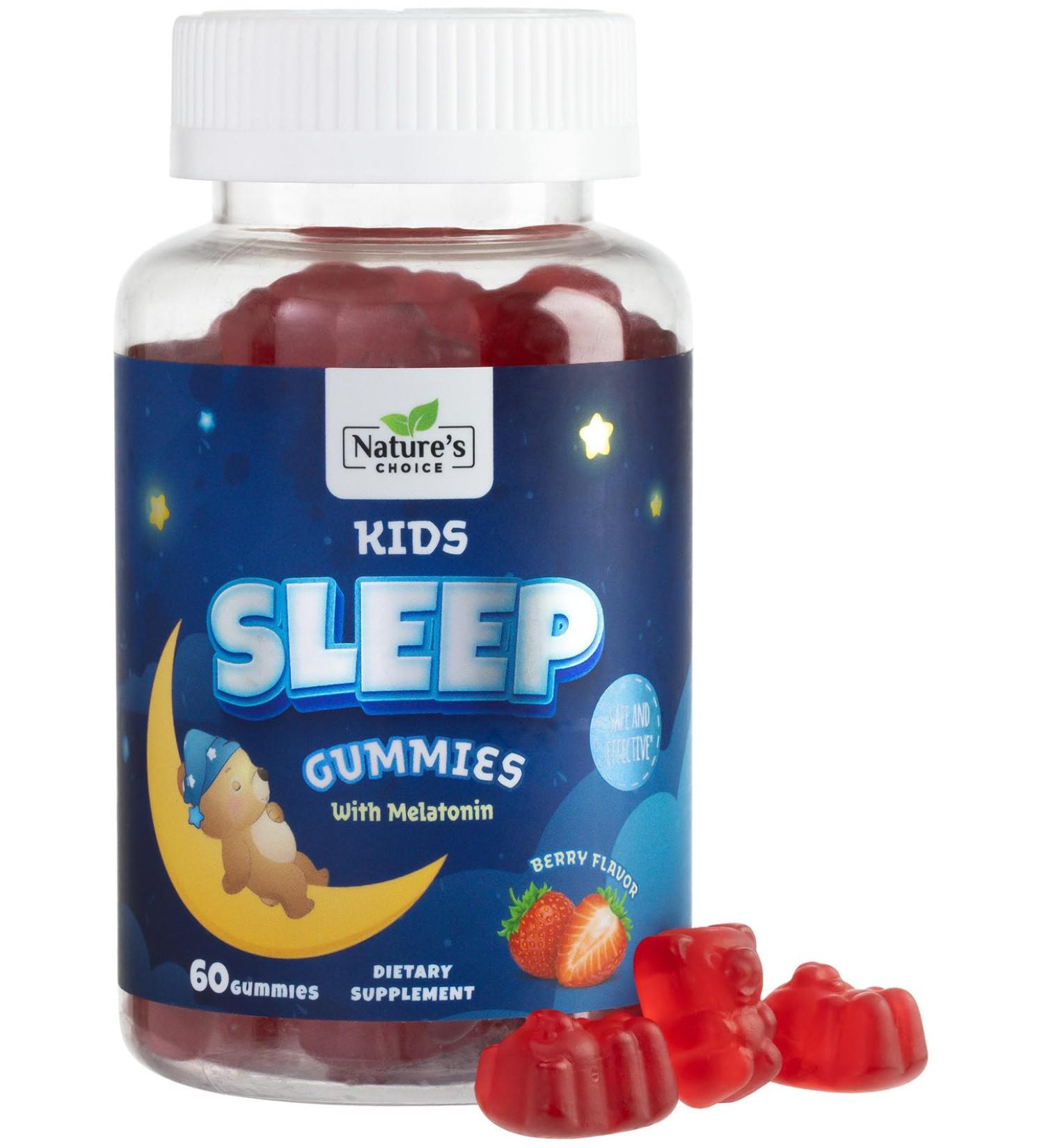 Nature's Choice Kids Sleep Gummies 2mg - Children's Sleep Gummy with Melatonin Non-Habit Forming Works with Natural Sleep Cycle Calm & Drug-Free Natural Berry Flavor 60 Gummies 60 Count (Pack of 1) - Buy Online on GoSupps.com