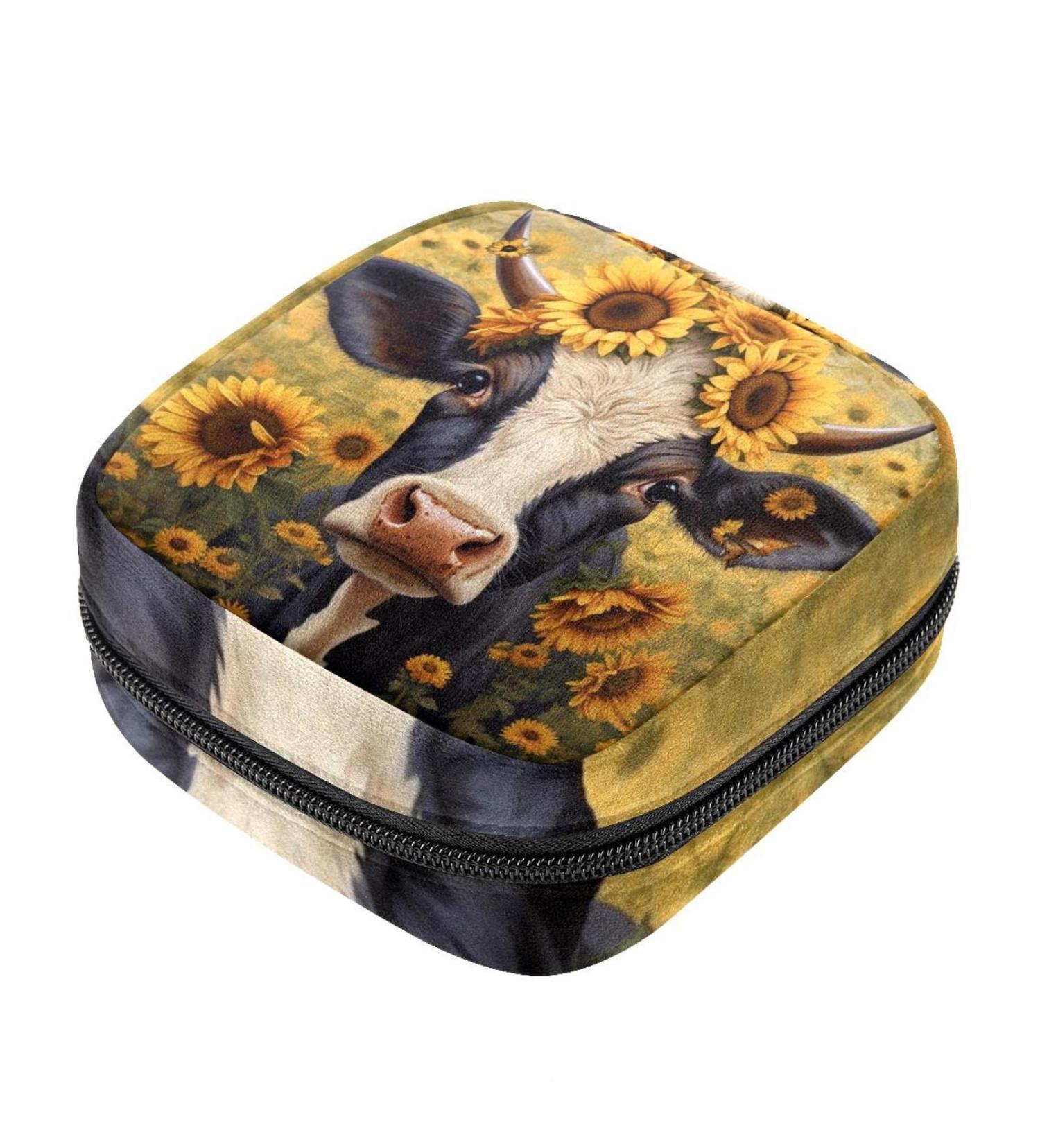 Sunflower Field Bandage Storage Bag for Menstrual Cup - Portable Zipper Pocket for Teens & Women - Buy Online on GoSupps.com