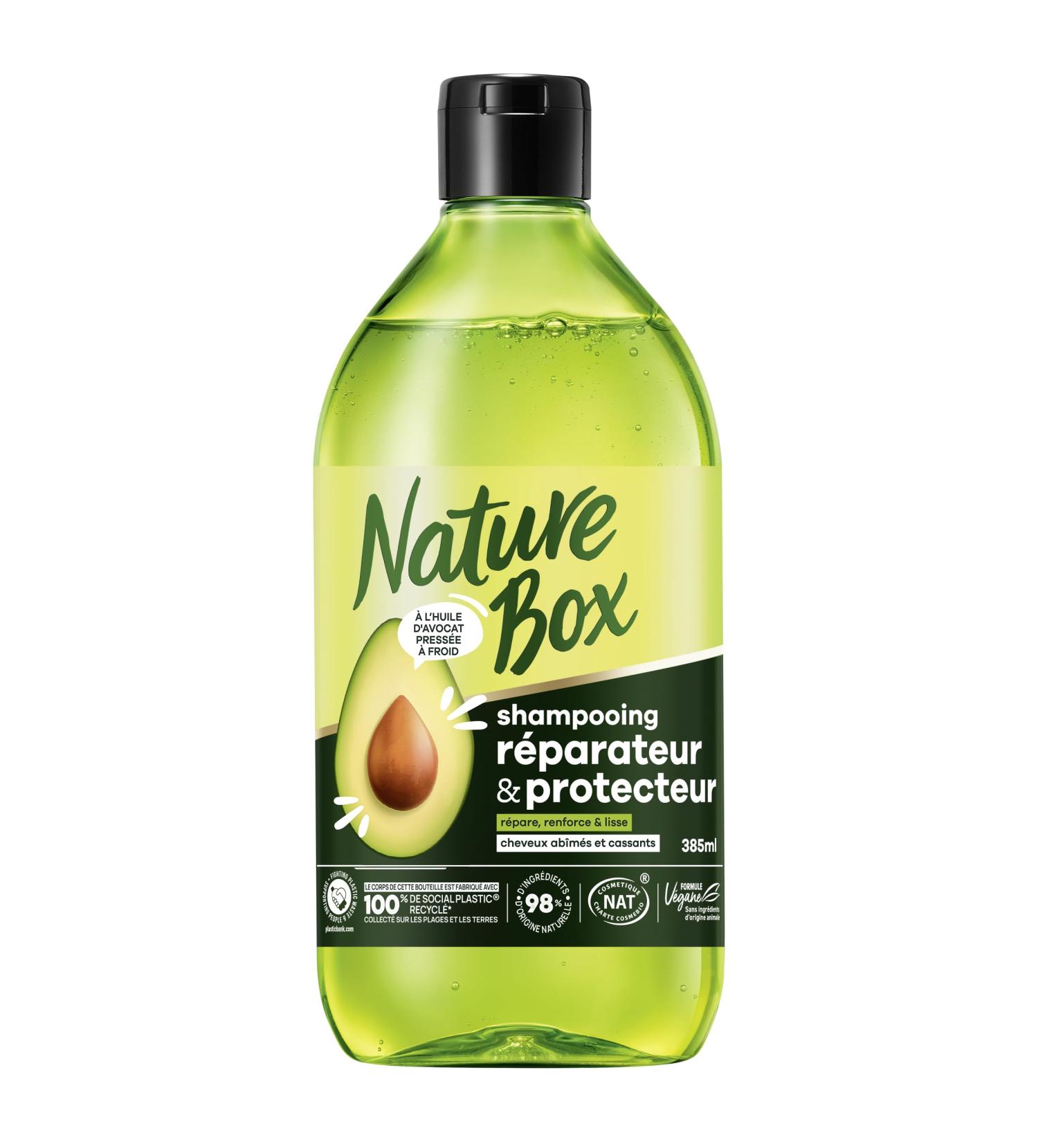Nature Box Daily Use Shampoo for Damaged and Brittle Hair Vegan Shampoo with Cold Pressed Avocado Oil Repairs Strengthens & Smoothes 98% Natural Ingredients 385 ml - Buy Online on GoSupps.com
