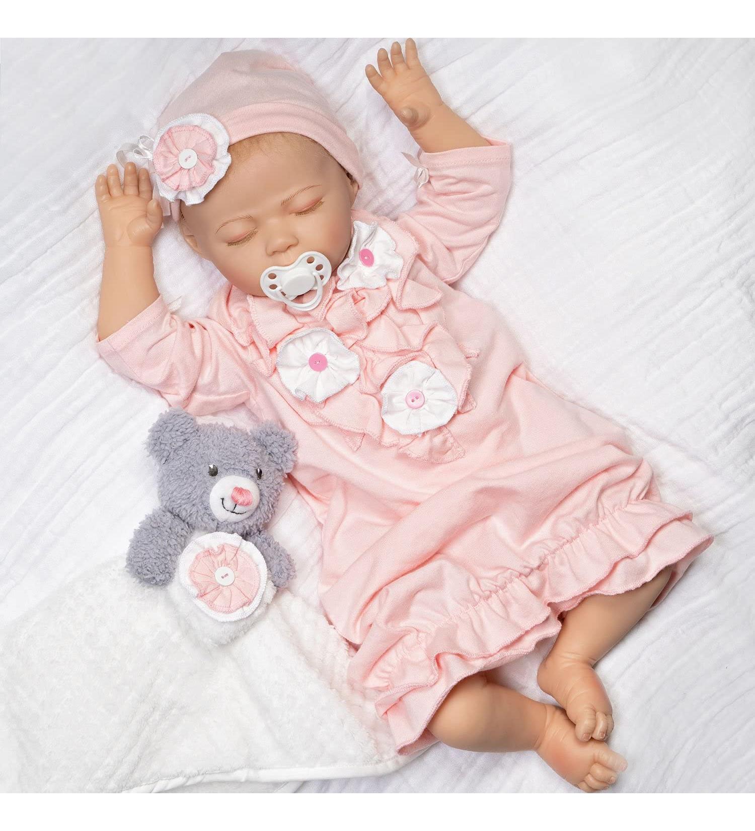 Paradise Galleries Realistic Baby Doll - 53.3 cm Sleeping Girl with Magnetic Pacifier & 8-Part Gift Set | Soft Vinyl Collectible - Buy Online on GoSupps.com