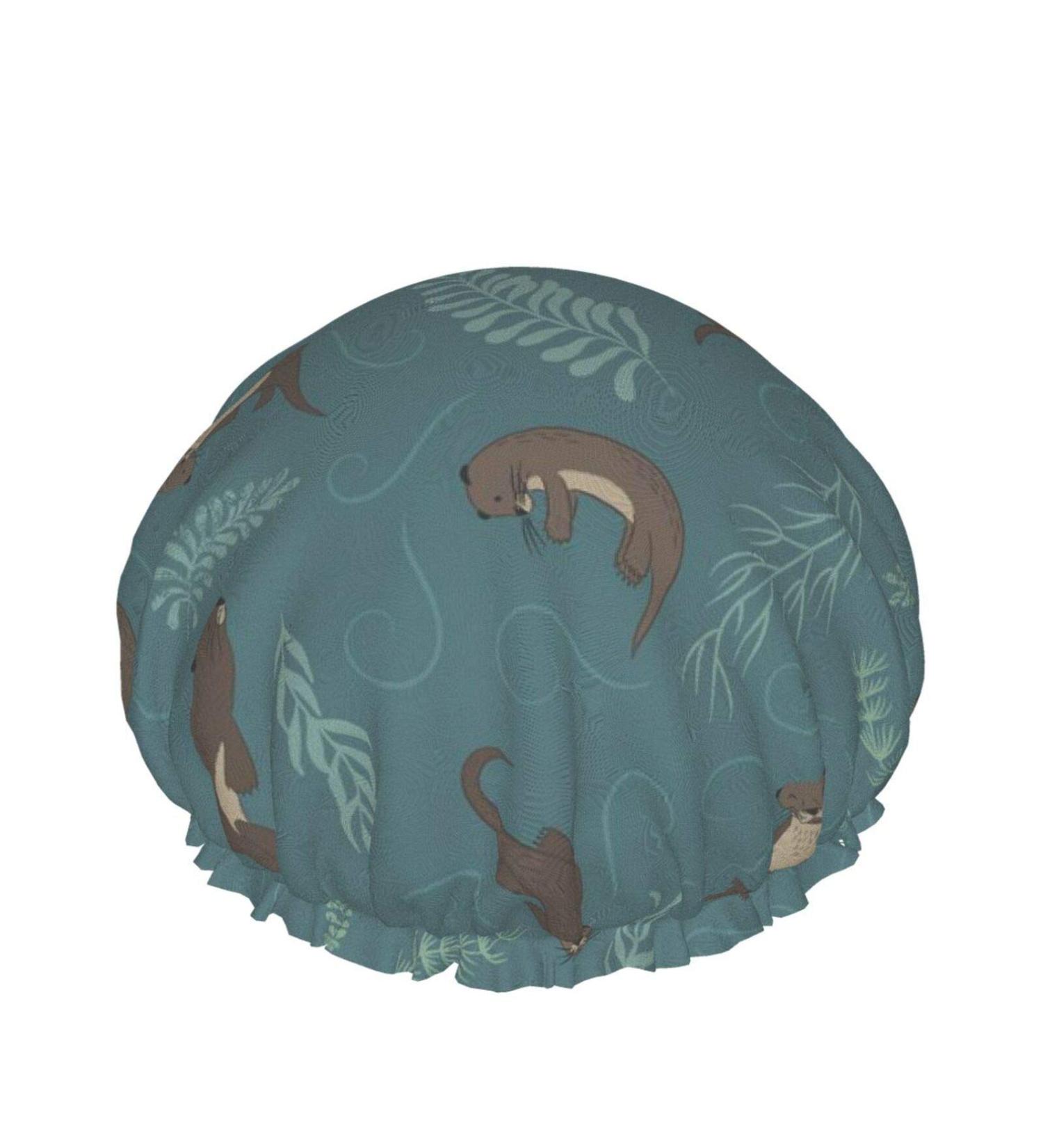 Otter Shower Cap - Reusable Double Layer Bath Cap for Women | Waterproof PEVA Lining | Hair Bonnet (1 piece) - Buy Online on GoSupps.com