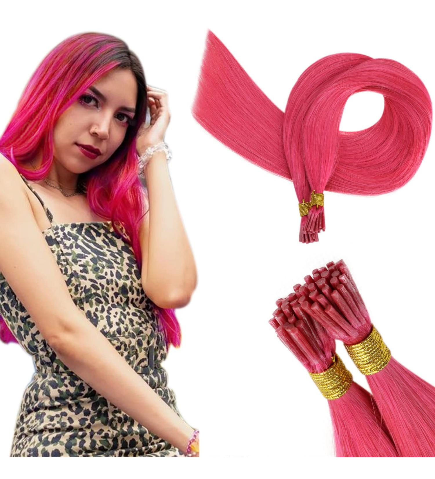 Runature Hot Pink Real Hair Bonding Extensions | I-Tip 45cm 18 Inch 25g | Quality Keratin Hair Recovery - Buy Online on GoSupps.com