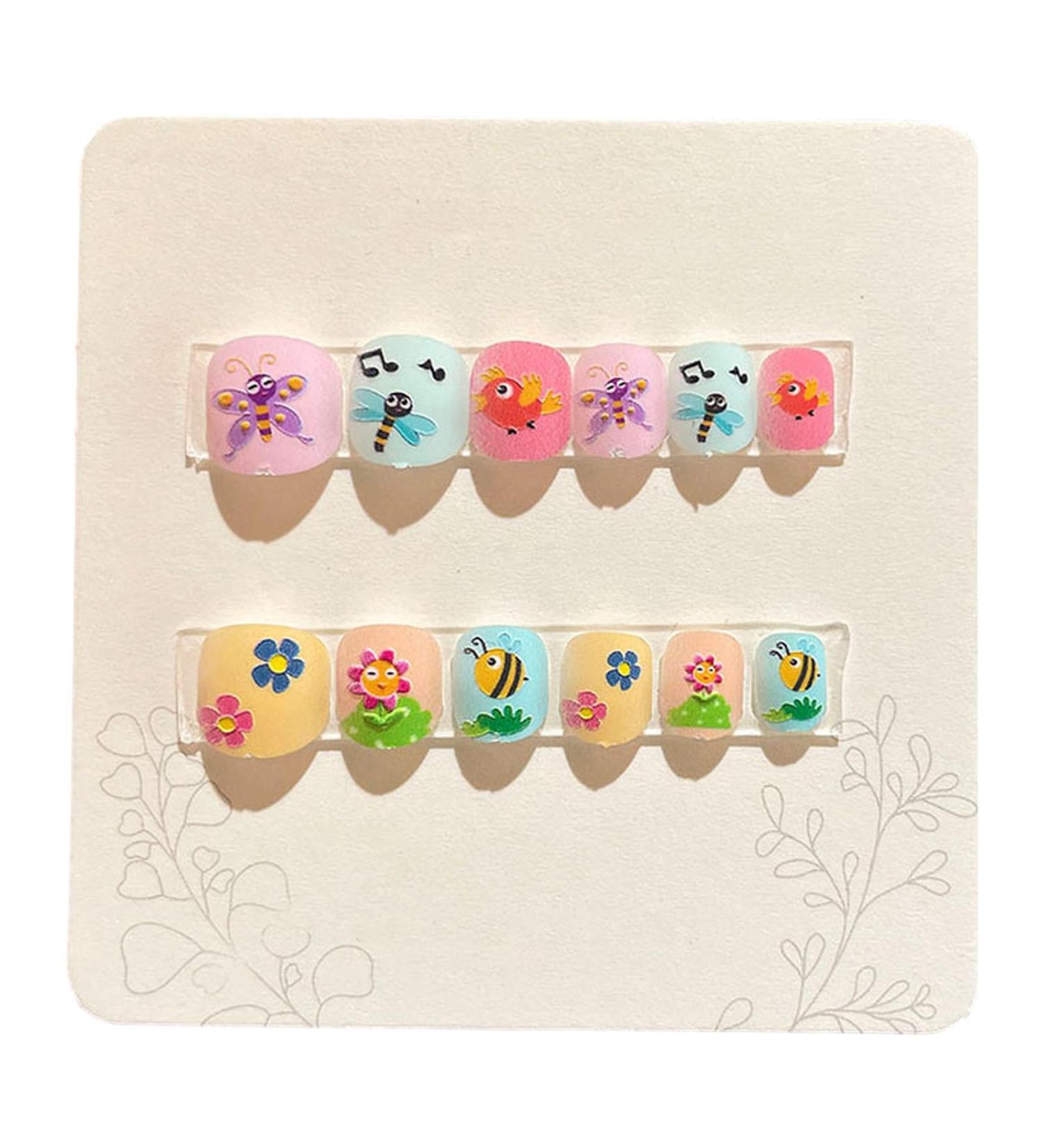 Smbcgdm Cute Fake Nails Self-adhesive False 12pcs Kids Cartoon Christmas Themed Pattern Embossed Press on Diy Art D - Buy Online on GoSupps.com
