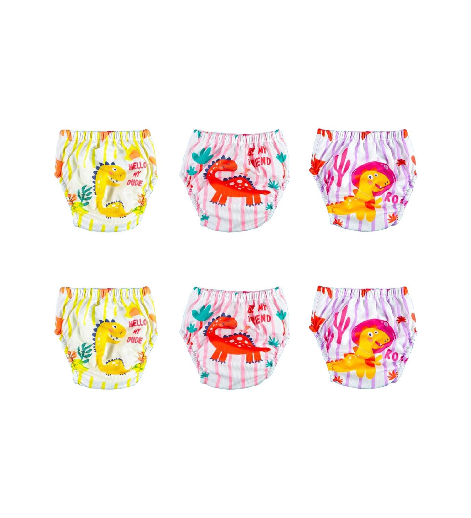 Ozyol Trainer trousers for droplet training 6 Pack - reusable learning diapers baby underwear to get clean toilet training 110 Saurier -M