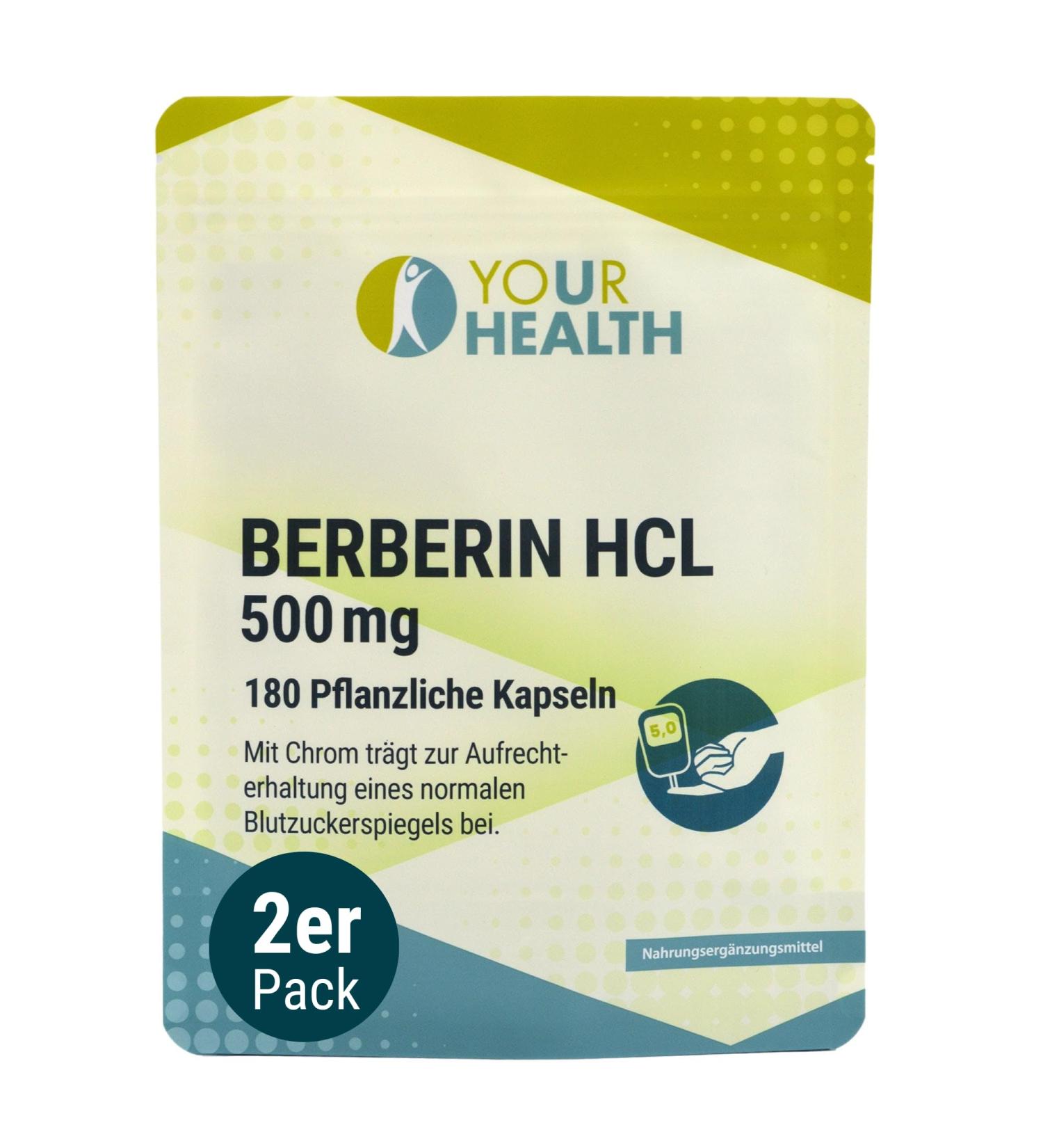  YOUR HEALTH BERBERIN HCL 500 mg vegetable capsules with chromium 360 capsules (pack of 2) - Buy Online on GoSupps.com