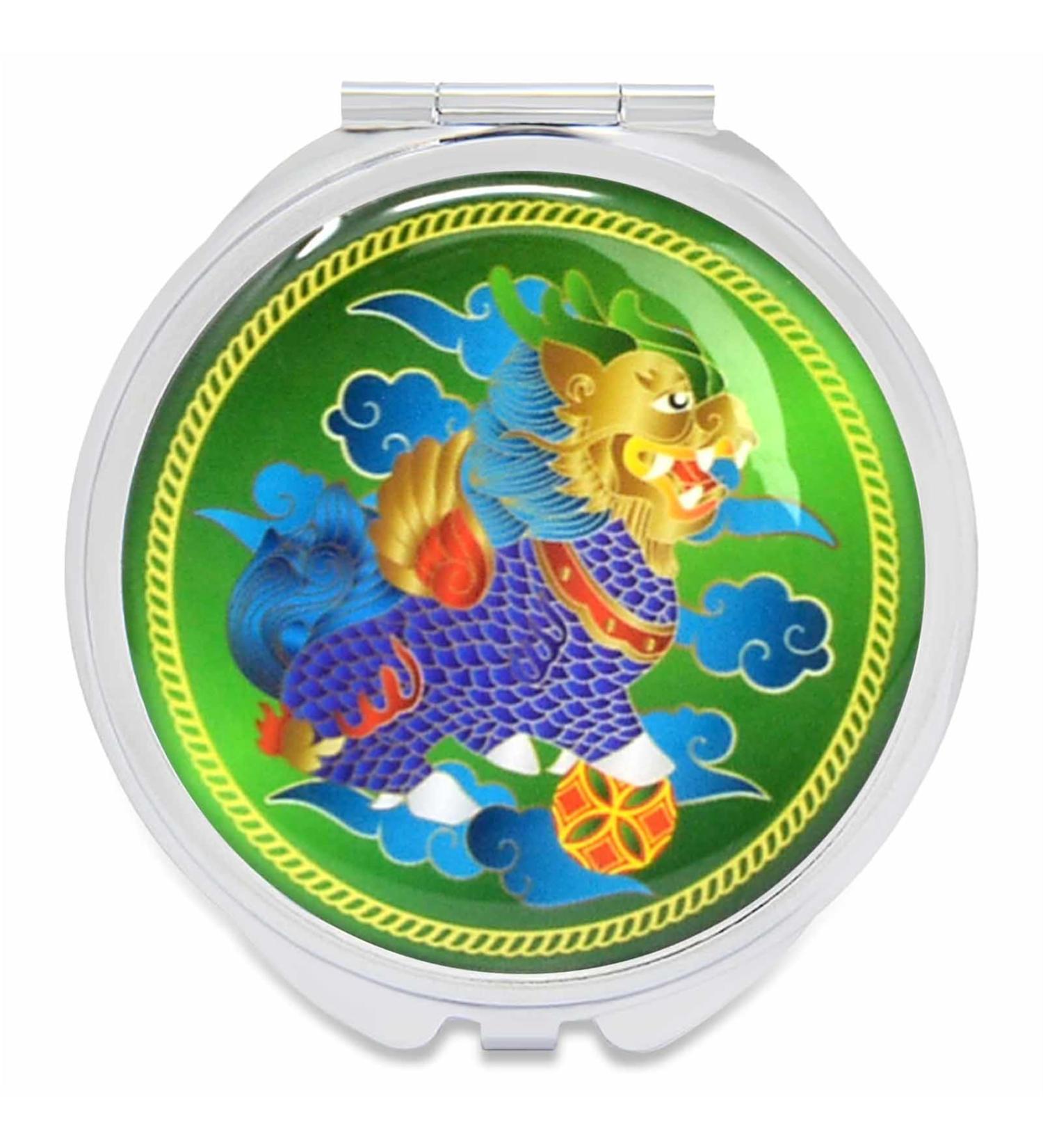 Feng Shui Abundance Pill Box with Chi Lin & Earring Storage | Portable Green Amulet - Buy Online on GoSupps.com
