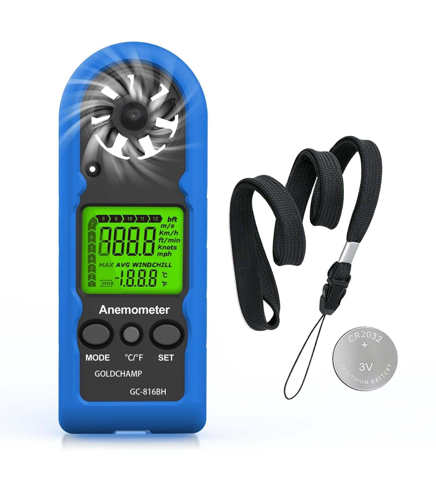 Windometer Digital Anemometer - LCD Wind Speed Meter for Sailing Windsurfing & Fishing | Accurate Air Flow Gauge with Backlight - Model 1-816BH - Buy Online on GoSupps.com