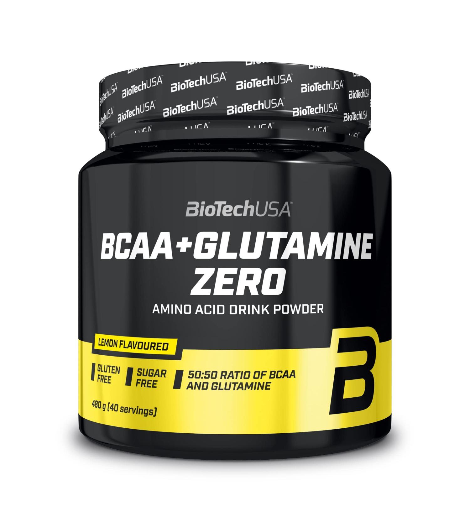 BioTechUSA BCAA + Glutamine Zero | Vegan Sugar-Free & Gluten-Free | 40 Servings | 2:1:1 Ratio | 480g Lemon Flavor - Buy Online on GoSupps.com