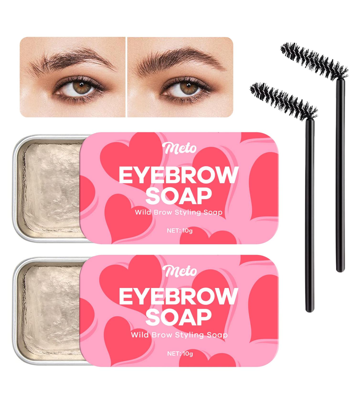 Long Lasting Waterproof Meto Eyebrow Soap Kit - 2 Count Brow Soap with Brushes for 3D Brow Styling - Clear Setting Gel Included - 1.06 Ounce Pack - Buy Online on GoSupps.com