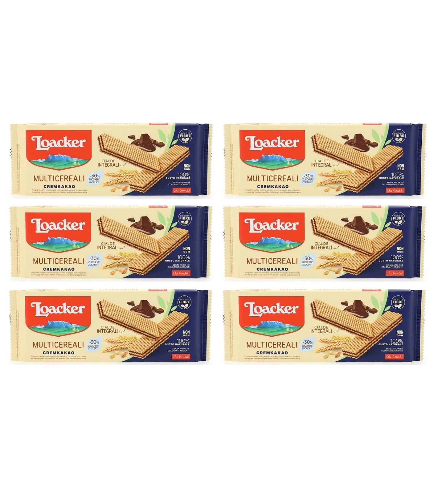 Pack of 6 Multi-Grain Waffles with Chocolate Cream and Cocoa Cream with Whole Grain Flour 175g