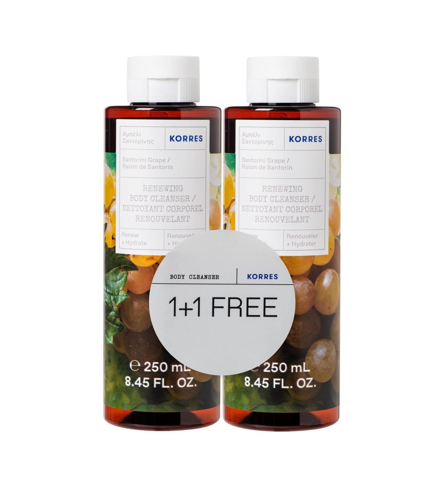 KORRES Santorini Grape Shower Gel Set 1 + 1 | 500ml | Vegan & Dermatologically Tested | International Shipping - Buy Online on GoSupps.com