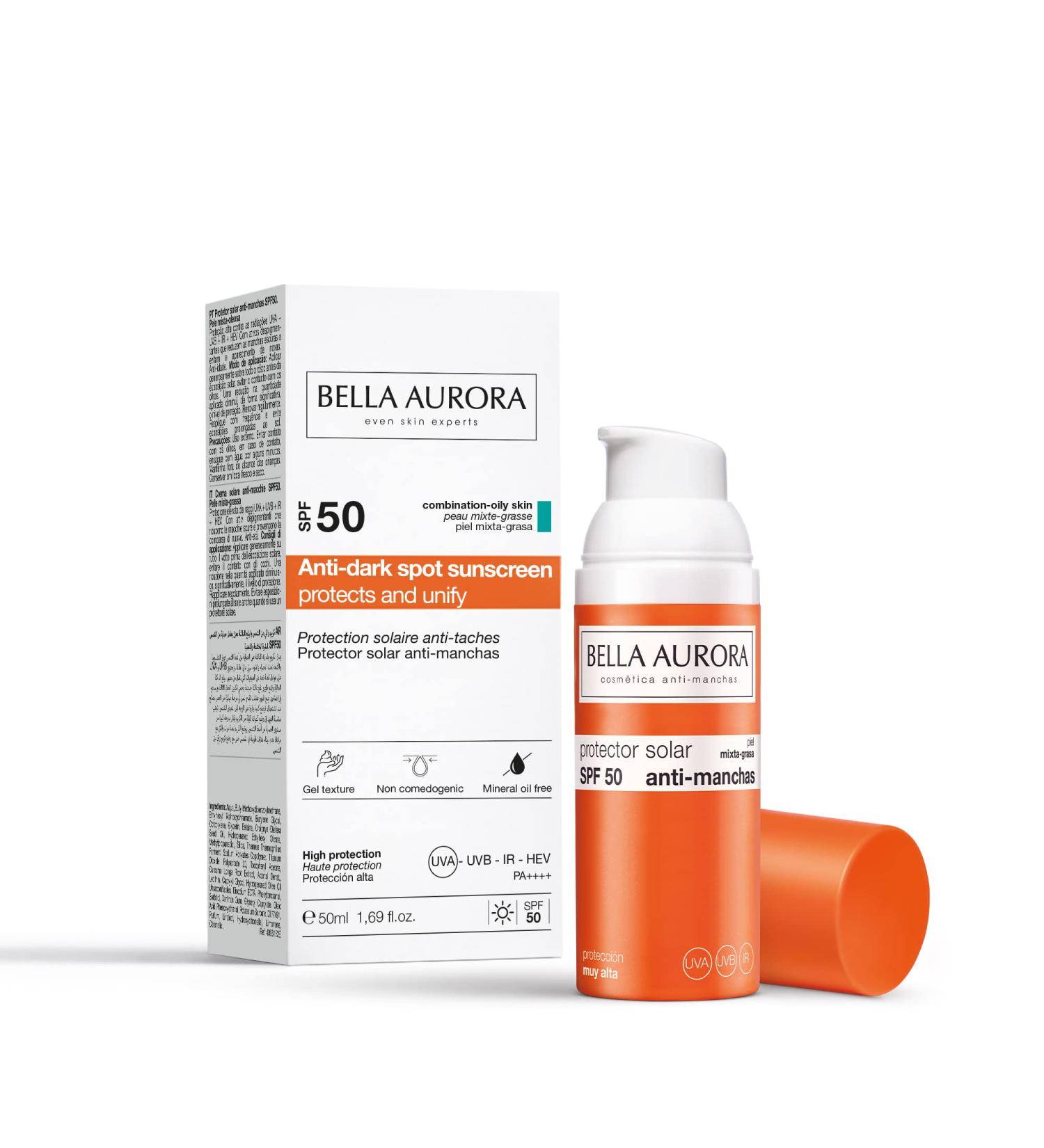 Gel Solare Bella Aurora Anti-Blemish Sunscreen SPF50 Anti-Blemish Sunscreen Face Sunscreen Sunscreen 50 ml (Combination to Oily Skin) - Buy Online on GoSupps.com
