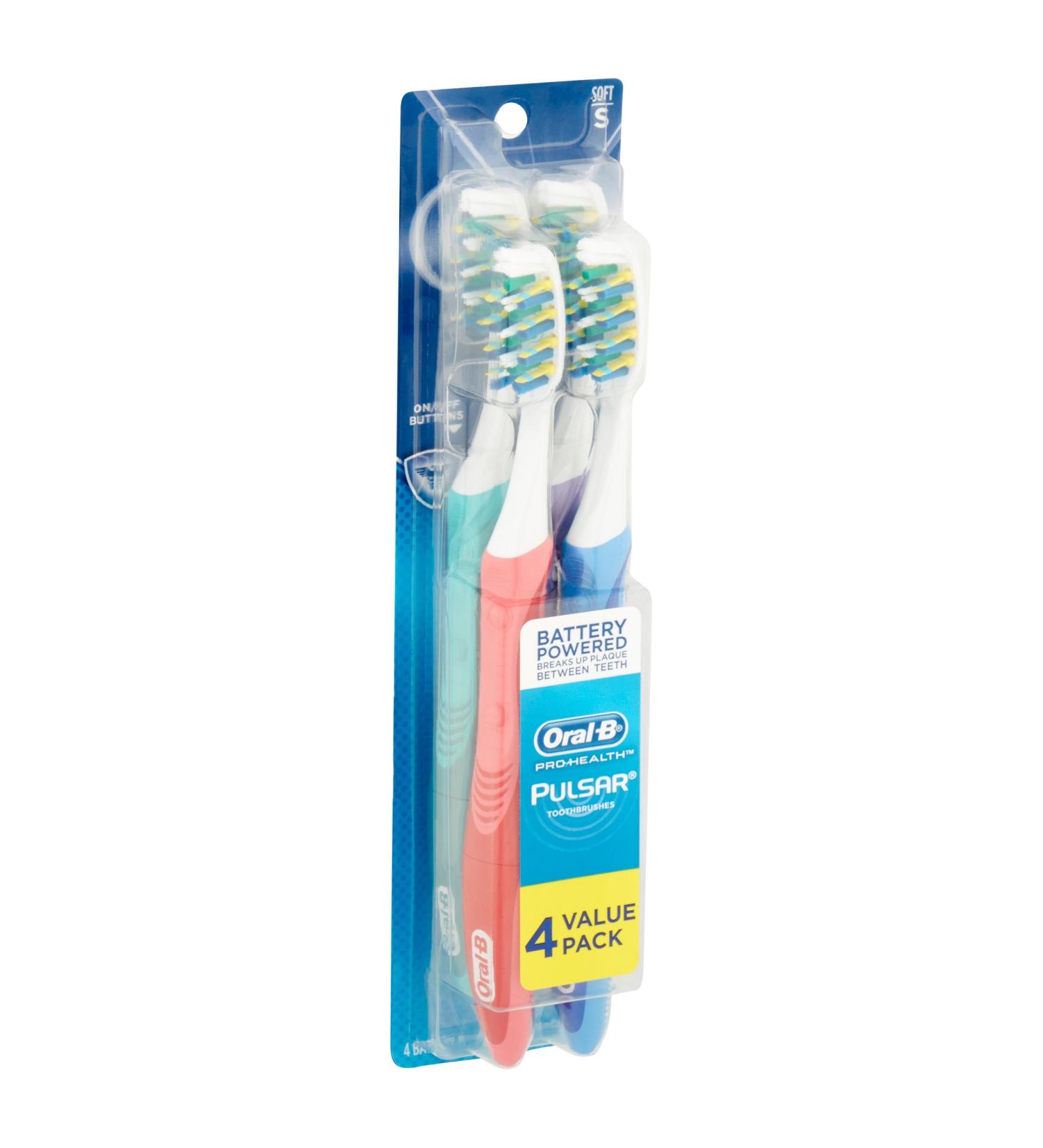 Oral-B Pro-Health Pulsar Battery Powered Vibrating Bristles Toothbrush Soft (4 Count)
