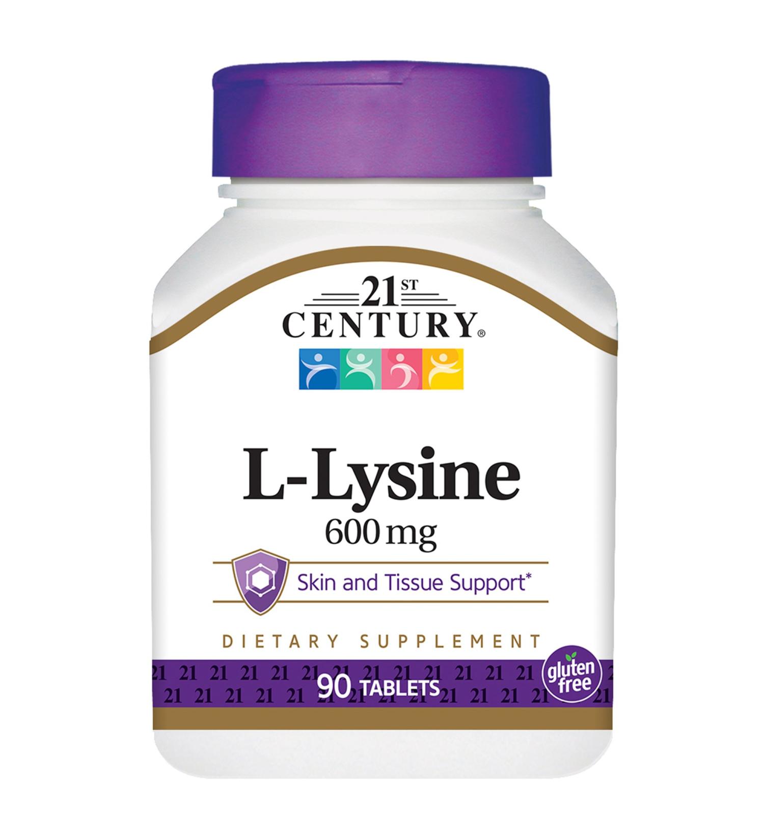 21st Century L-Lysine 600 mg - 90 Tablets | Immune Support & Healthy Skin - Buy Online on GoSupps.com