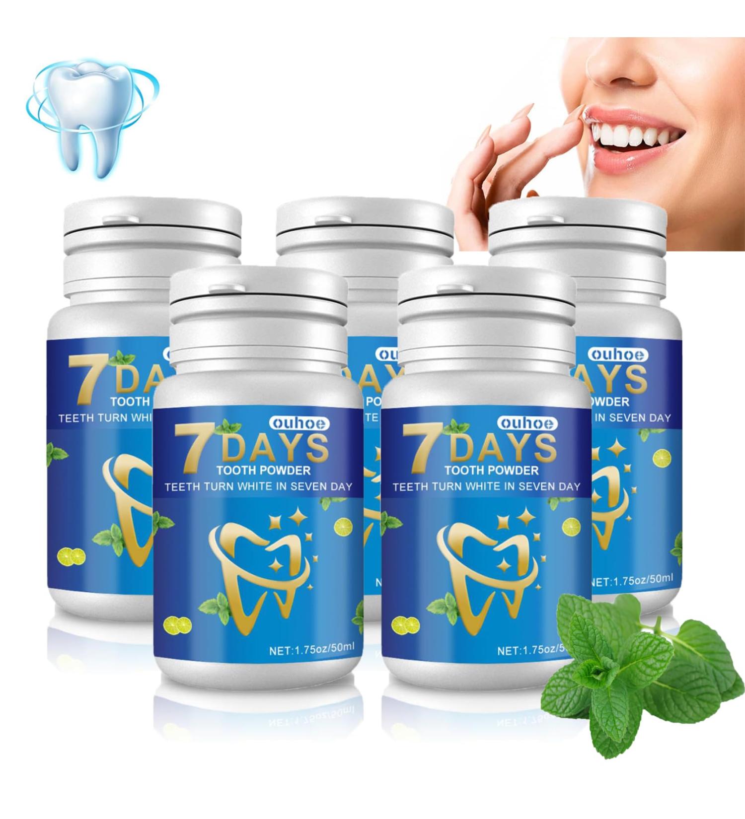 Buy Baking Powder Tooth Powder - 7 Days Tooth Elevator & Whitening Powder | Effective Stain Removal & Fresh Mint Taste - 50ml (5PC) - International Shipping Available - Buy Online on GoSupps.com