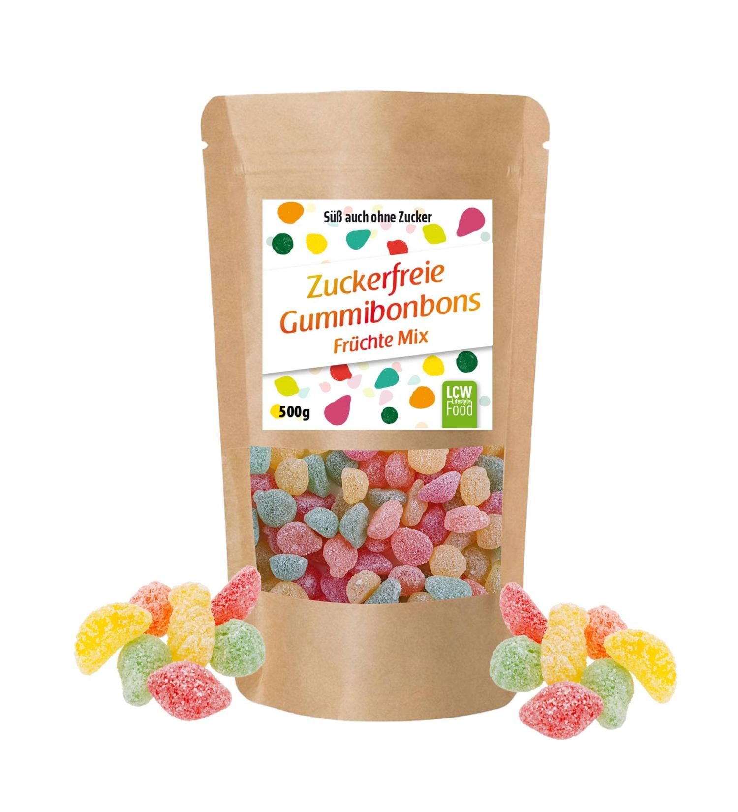 Sugar-Free Rubber Bonbons Fruit Mix by LCW | 500g Bag | 0g Sugar | Fat-Free Gummy Bears with Maltitol Sweetener - Buy Online on GoSupps.com