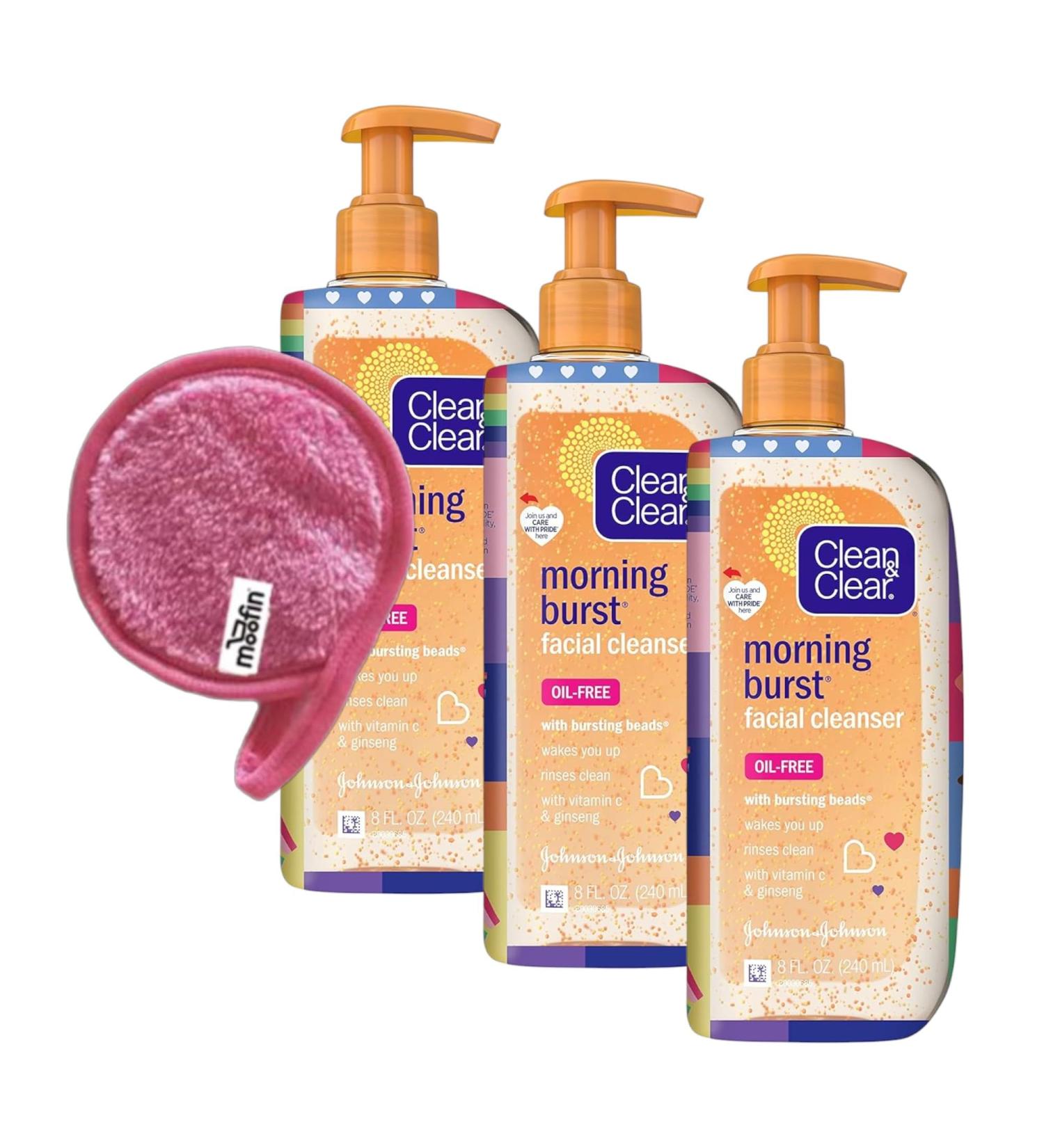 Morning Burst Oil Free Facial Cleanser 24 Fl Oz - Vitamin C & Ginseng Daily Wash Non-Comedogenic | Special Care Packaging + Makeup Cleansing Cloth Bundle (3 Pack - Buy Online on GoSupps.com