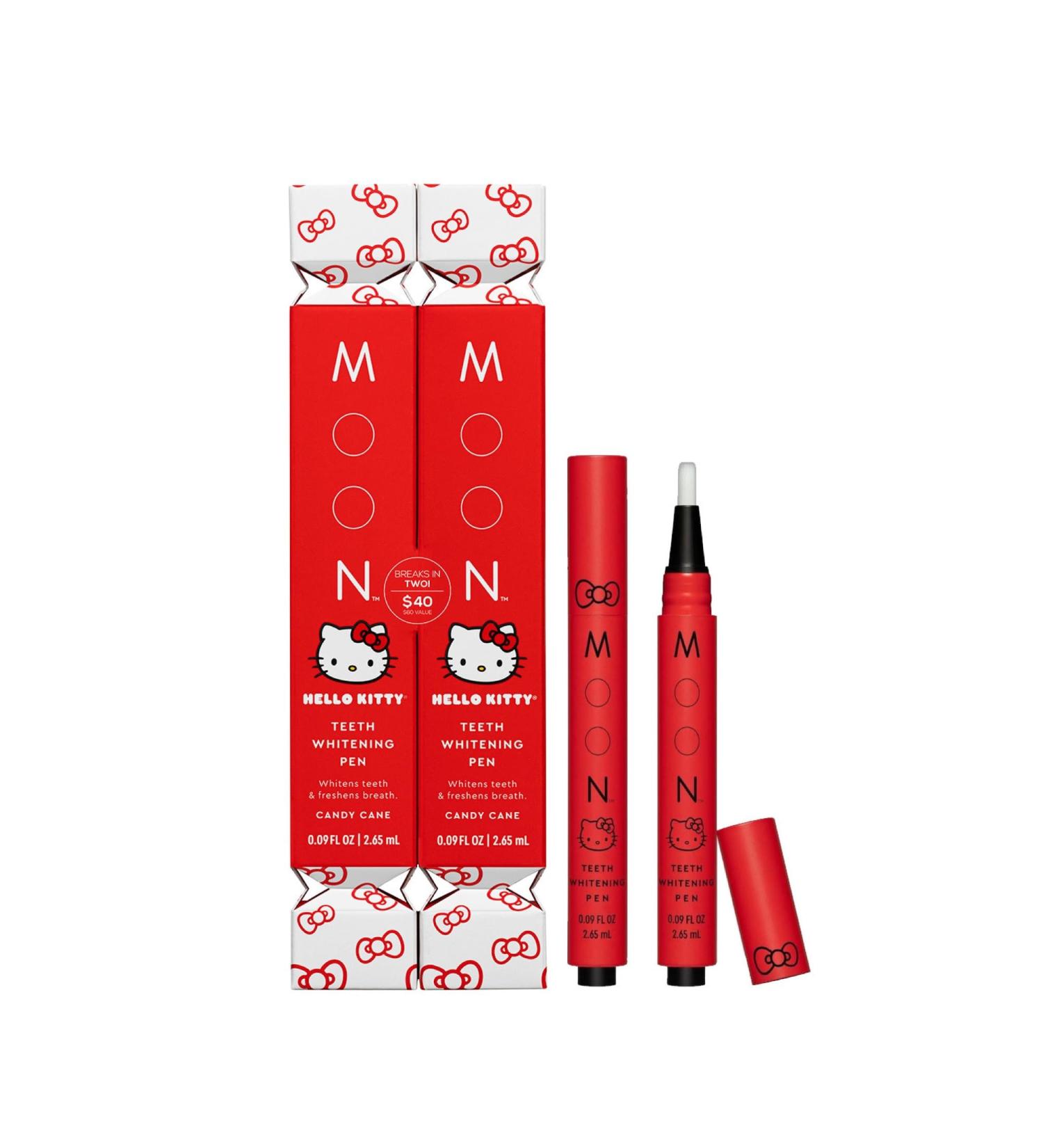 MOON x Hello Kitty Teeth Whitening Pen Duo Candy Cane Flavor 2 Pack Whitening Gel with Urea Peroxide & Soothing Botanicals Gentle on Sensitive Teeth Freshens Breath Easy No-Mess Applicator - Buy Online on GoSupps.com