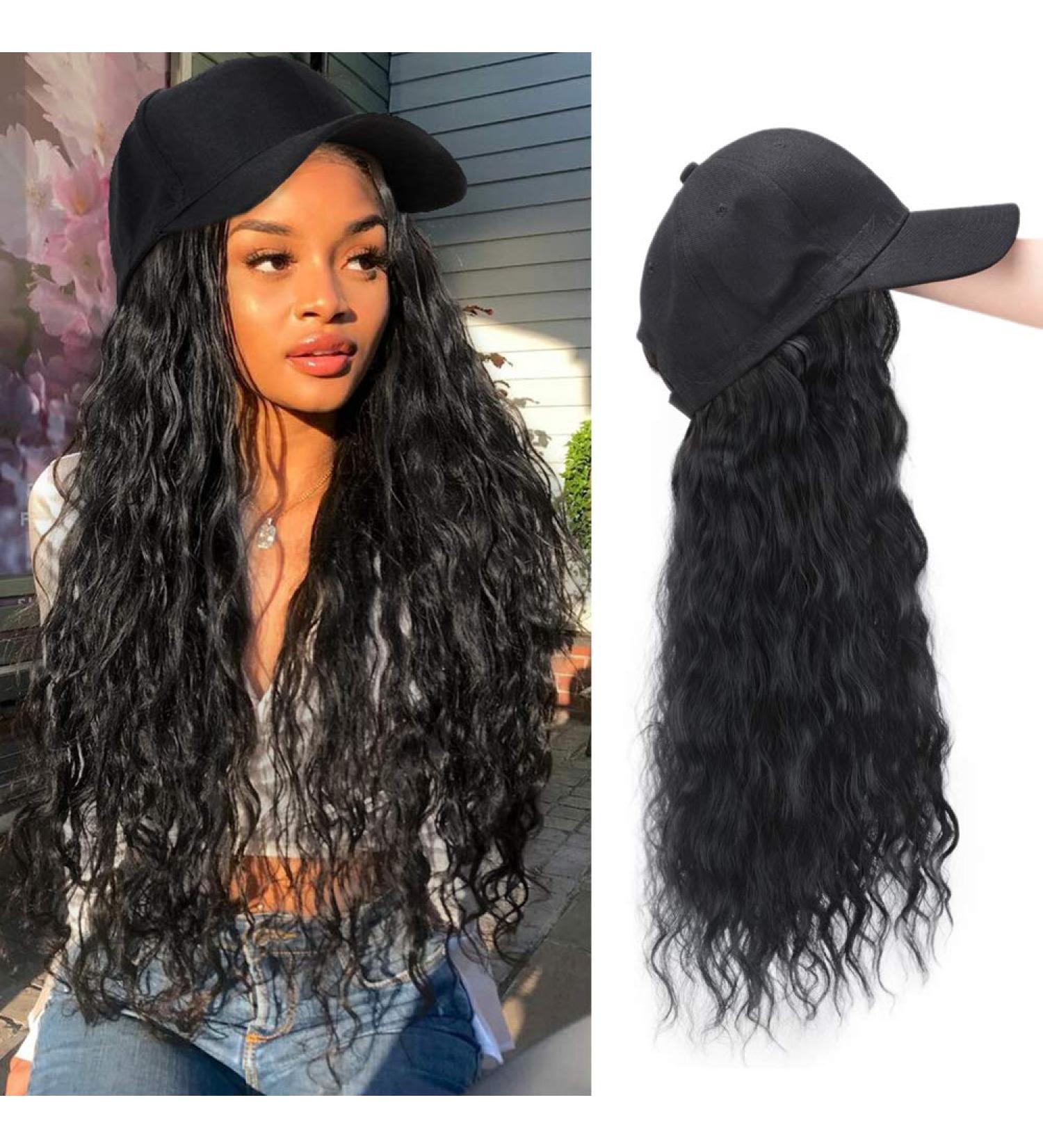 Aisi Beauty Synthetic Long Wave Baseball Cap Wig - Brown Black Wavy Hair Extensions for Women - Buy Online on GoSupps.com