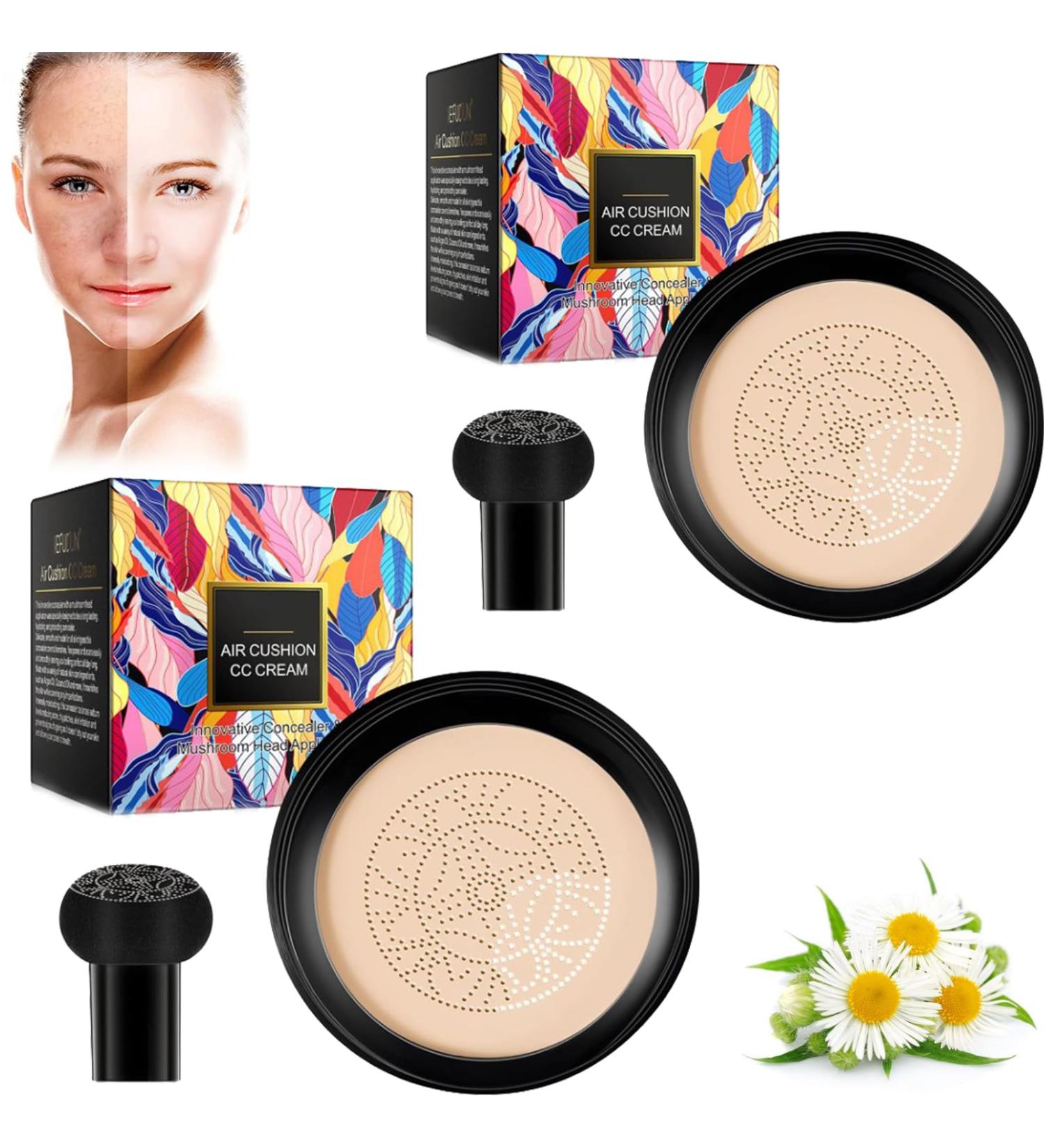 Whalegrass Air Cushion Cc Cream Mushroom Head Air Cushion Cc Cream Whale Grass Make Up Whalegrass Cc Cream 3 In 1 Air Cushion Waterproof Foundation Cc Cream Whalegrass Concealer (Ivory*2) - Buy Online on GoSupps.com