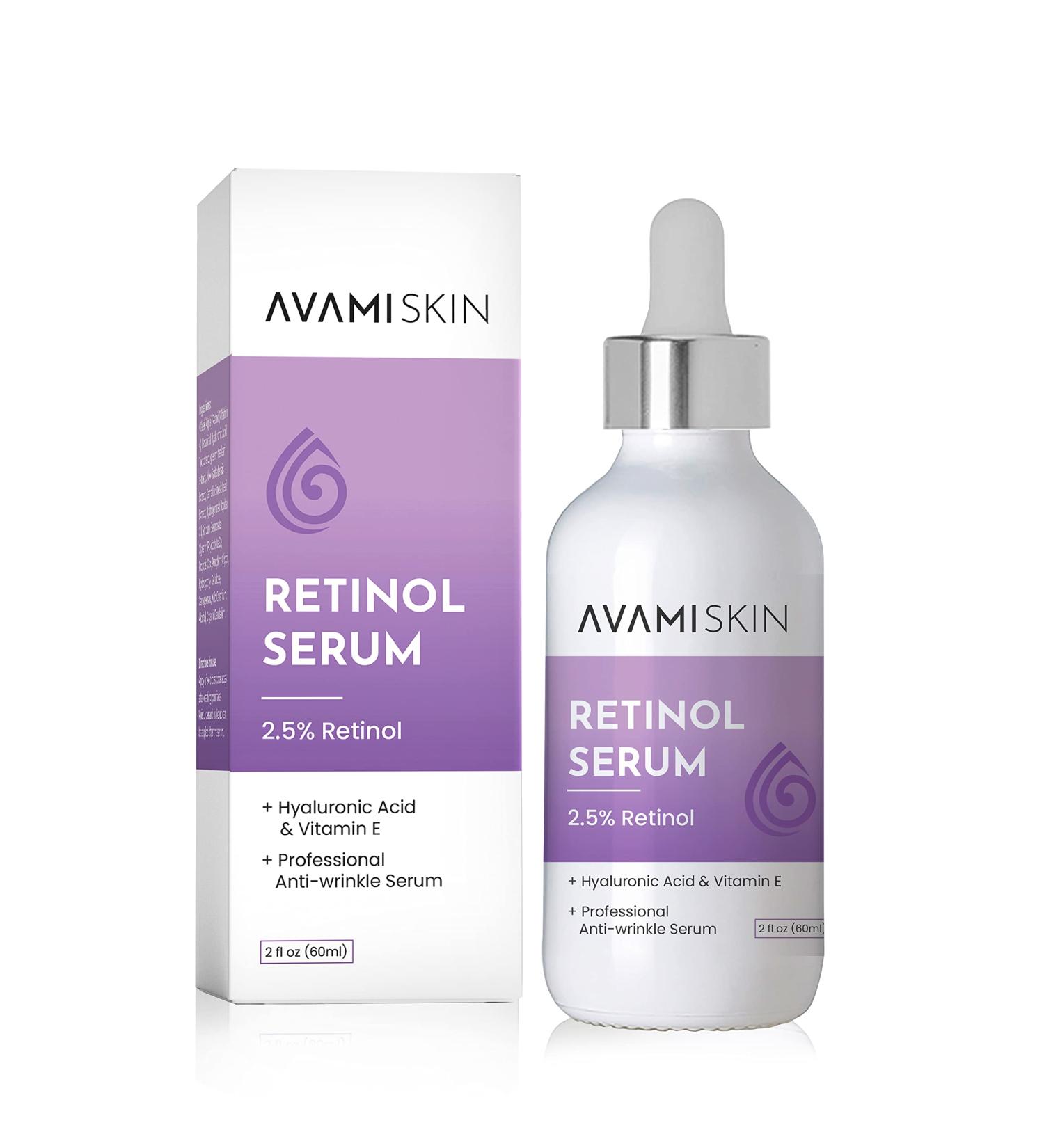 Avami Retinol Serum - 2.5% Retinol Face Serum with Hyaluronic Acid & Vitamin E - 2 Fl oz - Buy Online on GoSupps.com