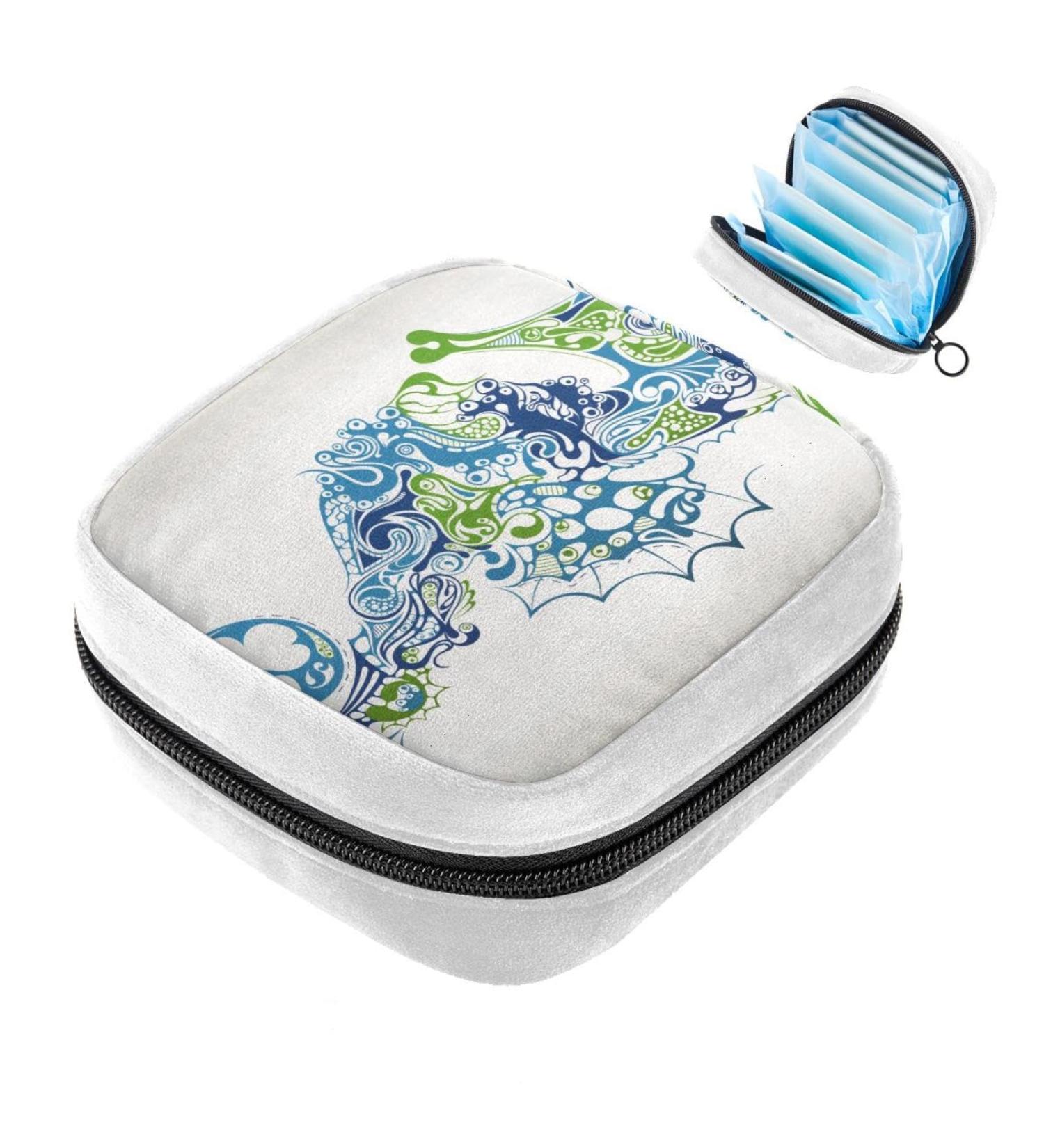Sea Horse Color Sanitary Napkin Storage Bag | Period Tampon Makeup Pad Pouch - Buy Online on GoSupps.com