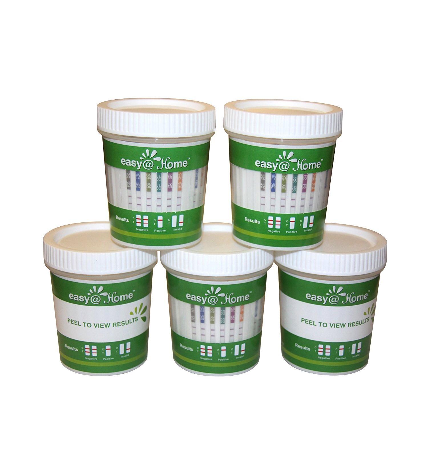 EasyHome 12 Panel Drug Test Cup Kit with Temperature Strip 5 Pack - Instant Urine Test for OPI, THC, COC, MET, OXY, AMP, BAR, BZO, MTD, MDMA, PCP, TCA - ECDOA-7124 - Buy Online on GoSupps.com