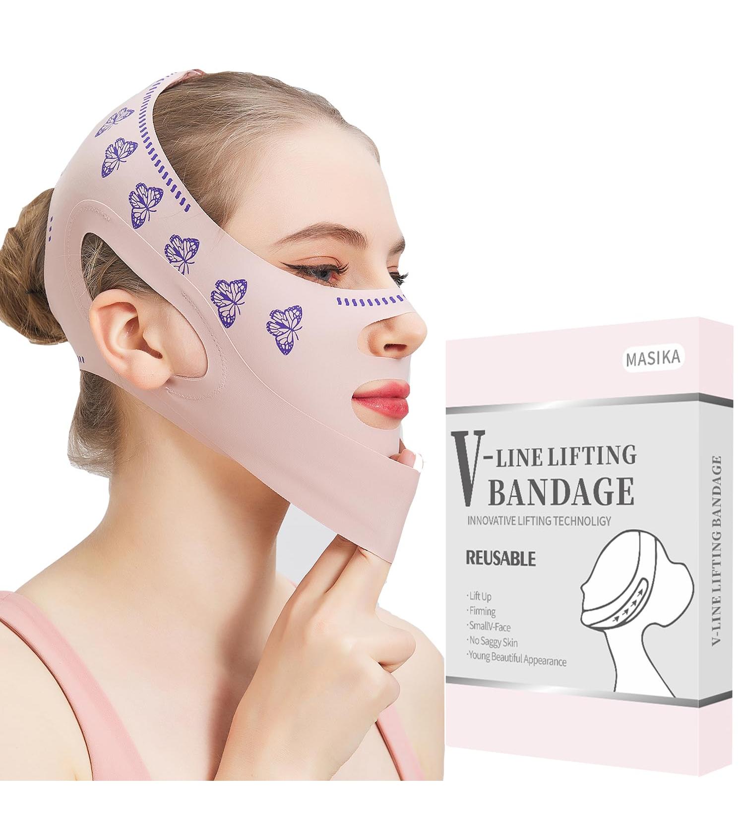 MASIKA Chin Strap for Sleeping Adjustable Chin Strap Jaw Strap Jawline Shaper V-Line Mask Chin Up Mask V Shaped Face Mask Jaw Exerciser Reusable chin strap Butterfly pattern Animal Print - Buy Online on GoSupps.com