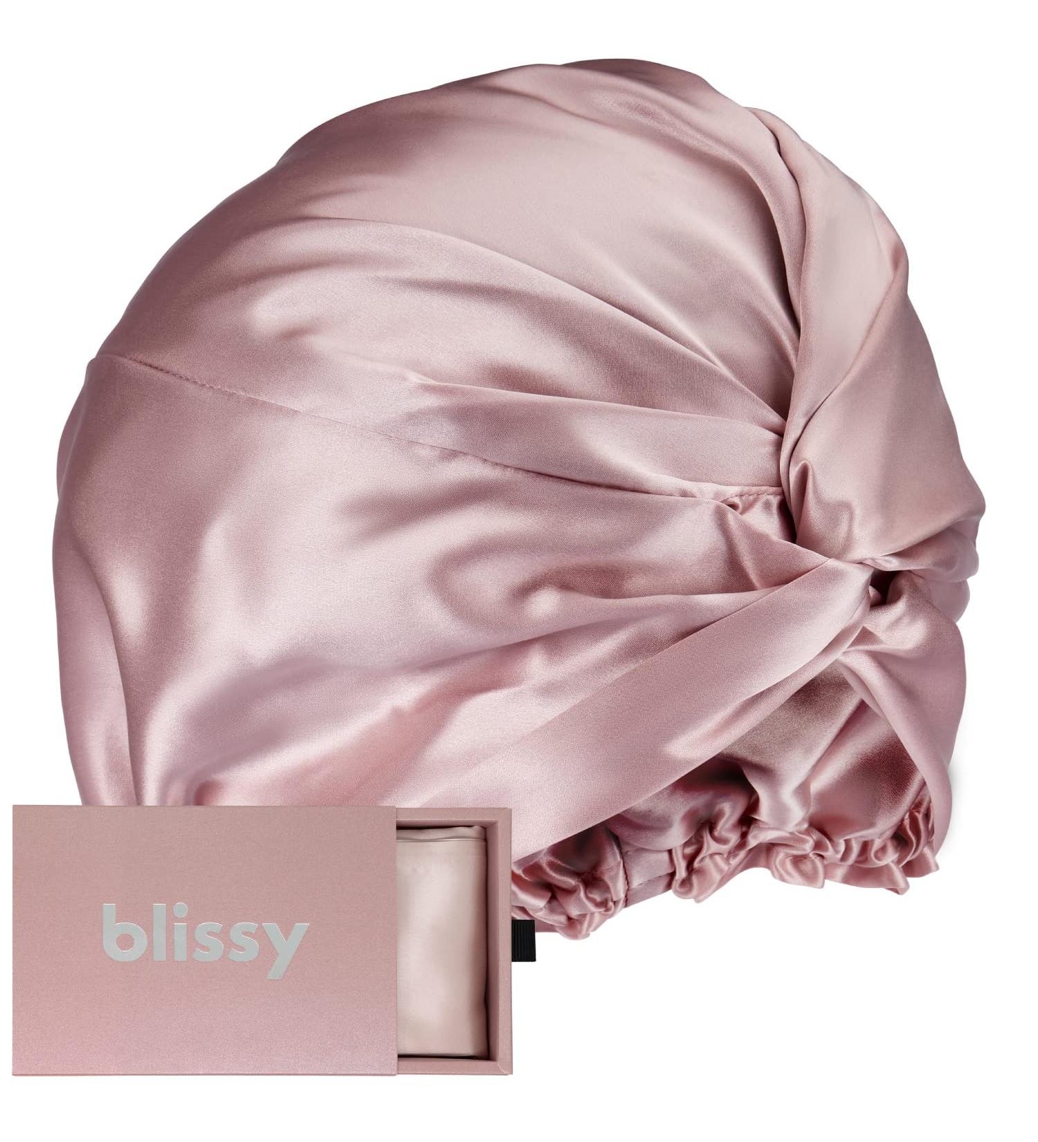 Blissy Silk Bonnet for Sleeping | 100% Pure Mulberry Silk 22 Momme | Satin Hair Cap for Long & Curly Hair | Pink Satin Bonnet Sleep Cap - Buy Online on GoSupps.com
