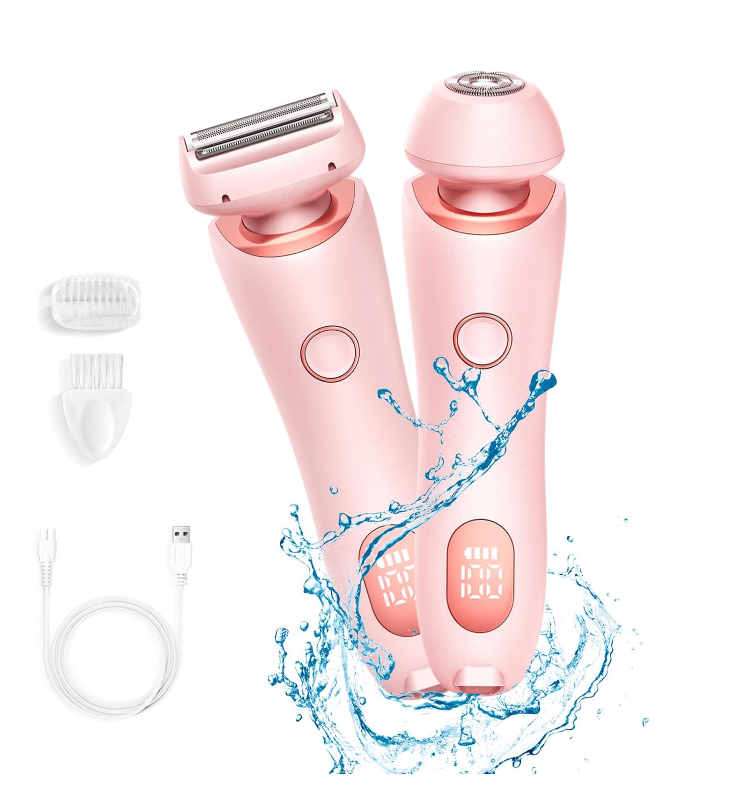 Buy IPX7 Waterproof Bikini Trimmer for Women | 2-in-1 Electric Razors for Pubic Hair Legs & Underarms - Rose Red - Buy Online on GoSupps.com