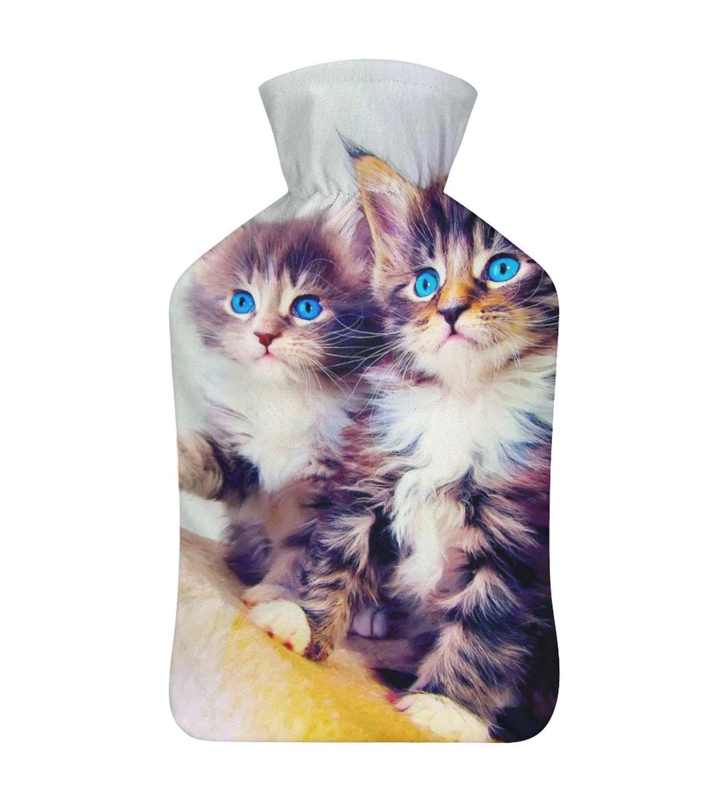 Pretty Cat Hot Water Bottle with Plush Cover - Hand Warmer for Adults & Children | 26.5x15.3cm - Shop Internationally - Buy Online on GoSupps.com