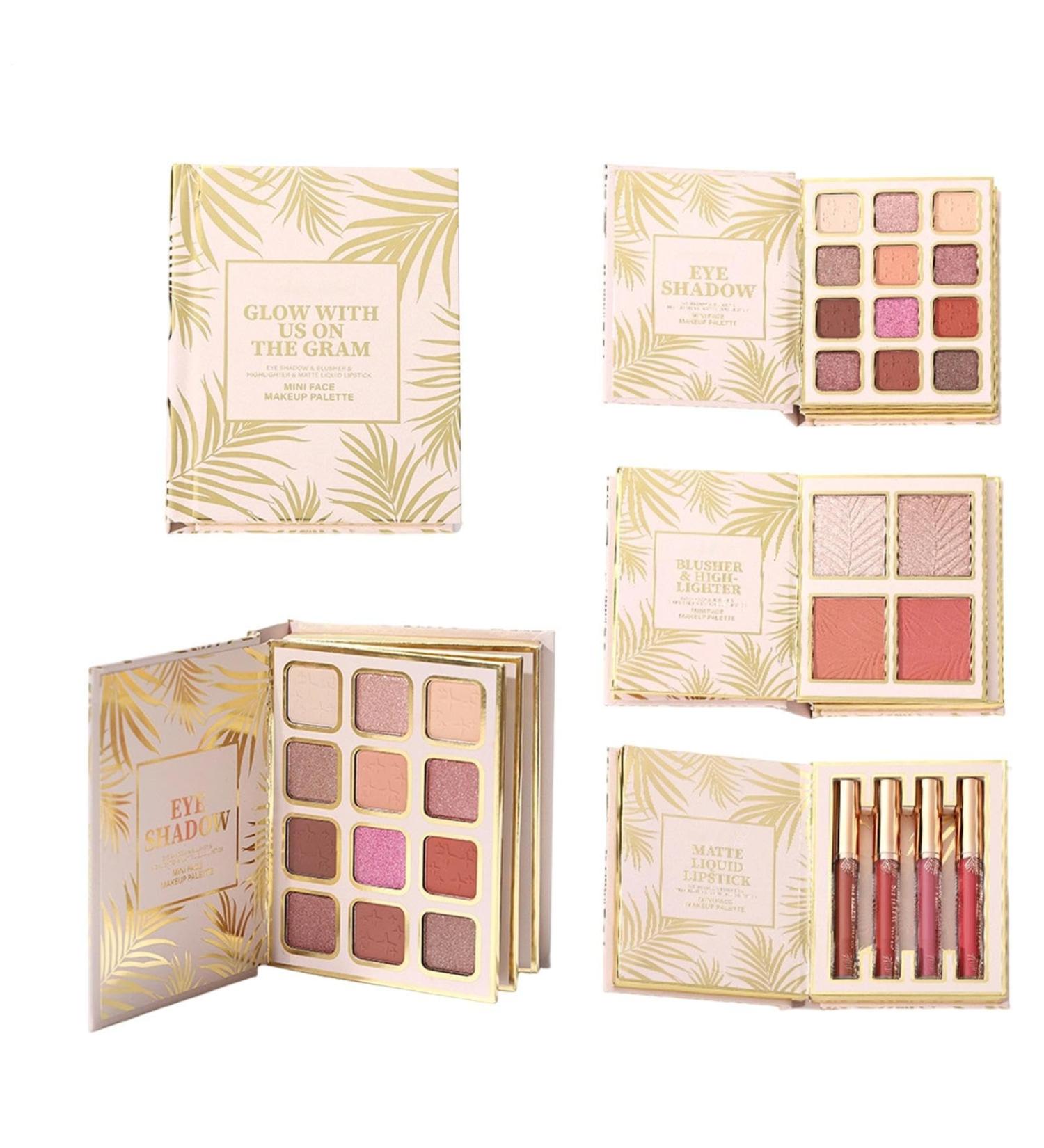 12-Color Wipe-Off Eyeshadow Palette | Book-Style Eyeshadow Palette with 4 Matte Blushes and 4 Velvet Lip Glosses | For Travel Beauty Stage and Photography - Buy Online on GoSupps.com