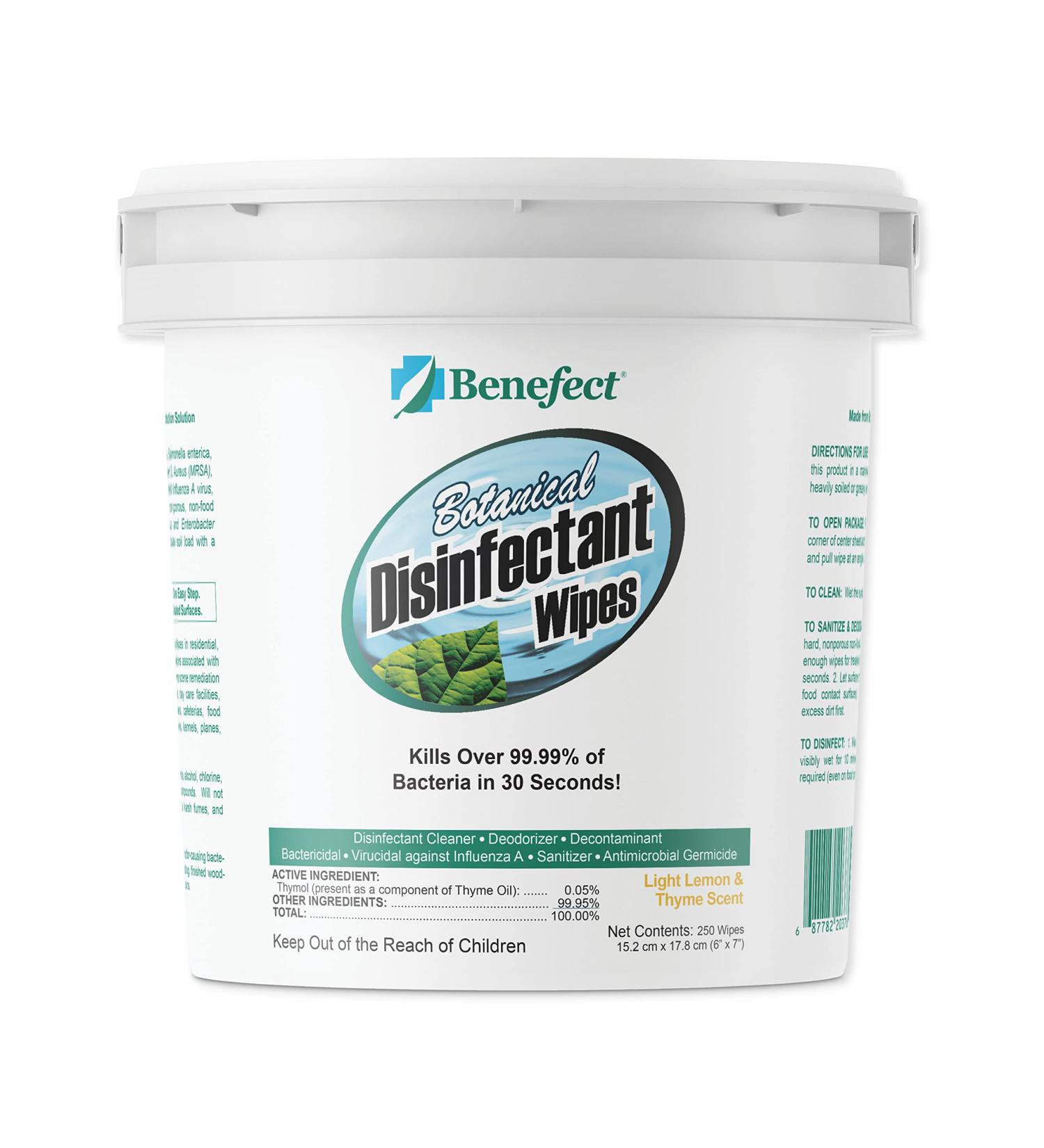 Benefect Botanical Disinfecting Wipes - (250 Wipe Count) Natural  No Residue - Antibacterial Disinfectant  Multi-Surface Cleaning and Sanitizing Wipes 250 Count (Pack of 1) - Buy Online on GoSupps.com