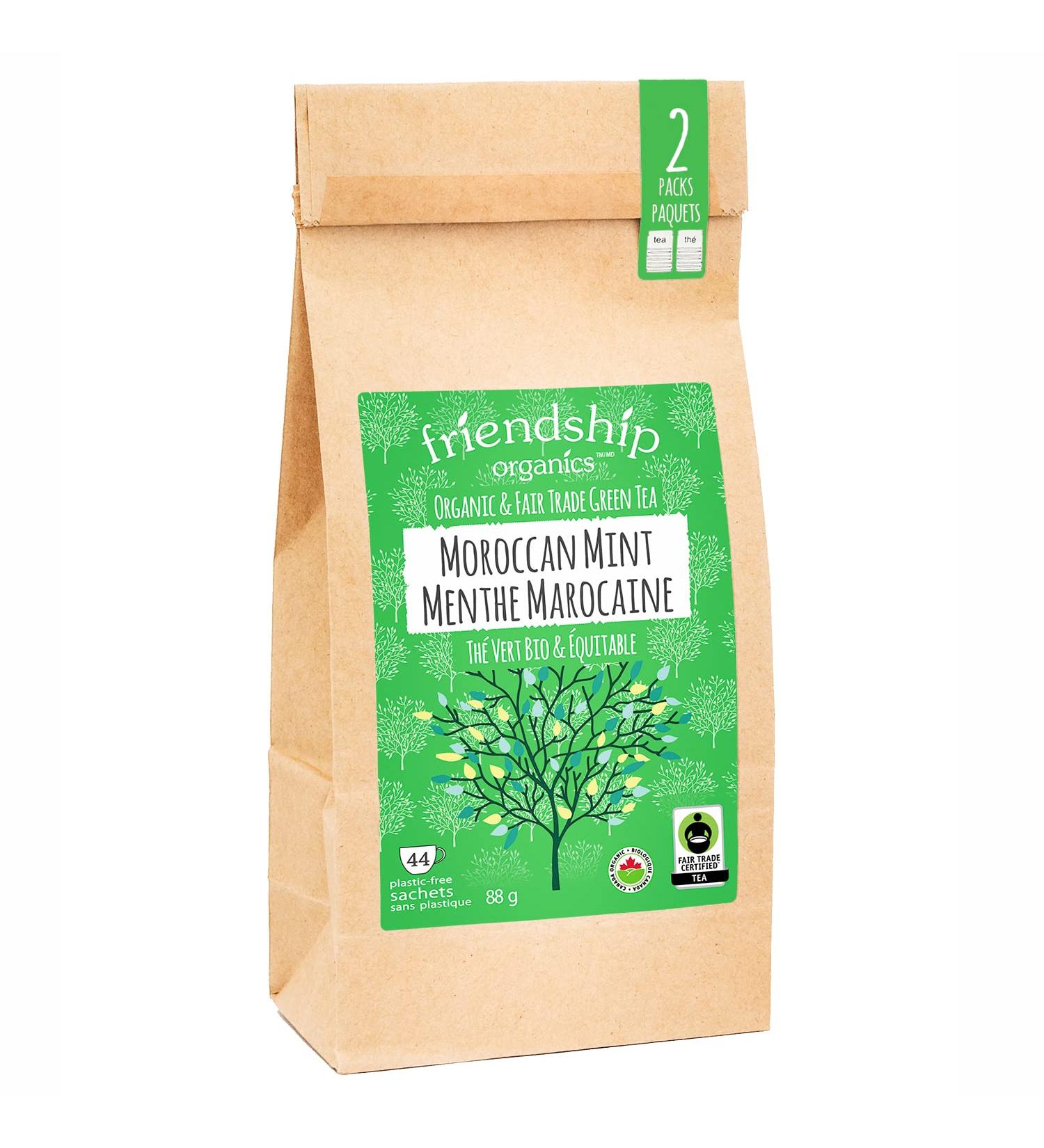 Friendship Organics Moroccan Mint Tea Bags Organic and Fair Trade Green 44 Count - Buy Online on GoSupps.com