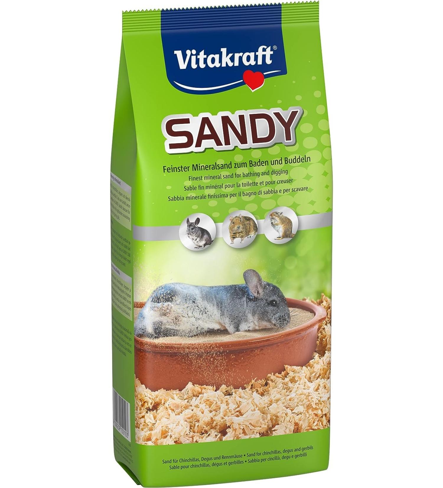 Vitakraft Sandy - Fine Mineral Sand for Chinchillas Degus & Gerbils | Gentle on Fur - 1kg - Buy Online on GoSupps.com