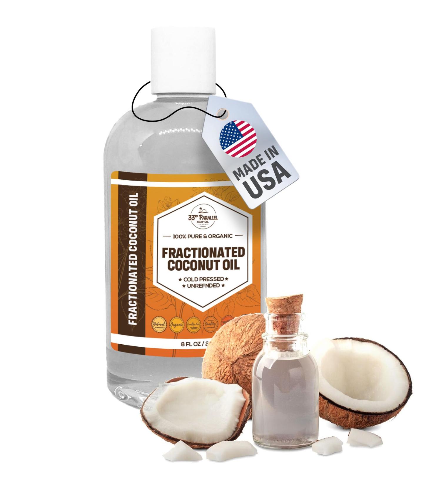 Organic Fractionated Coconut Oil (8 oz) Premium Grade Non-GMO Cold Pressed | 100% Pure Fractionated Coconut Oil for Skin Face Hair Soap Making | Ideal Carrier for Essential Oils | 8 FL OZ - Buy Online on GoSupps.com