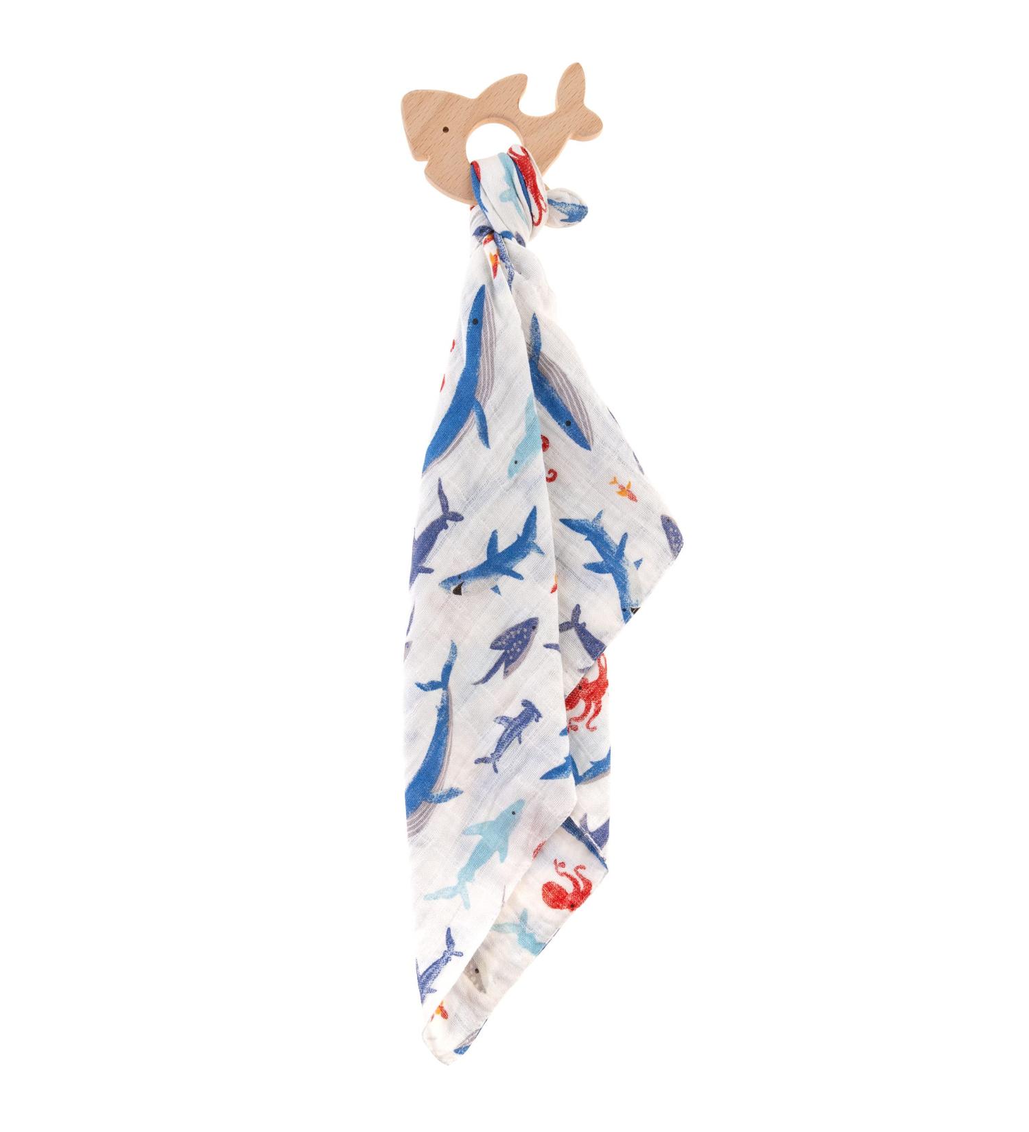 Stephen Joseph Shark Muslin Lovie with Teether - Soft and Comfortable for Babies - Buy Online on GoSupps.com