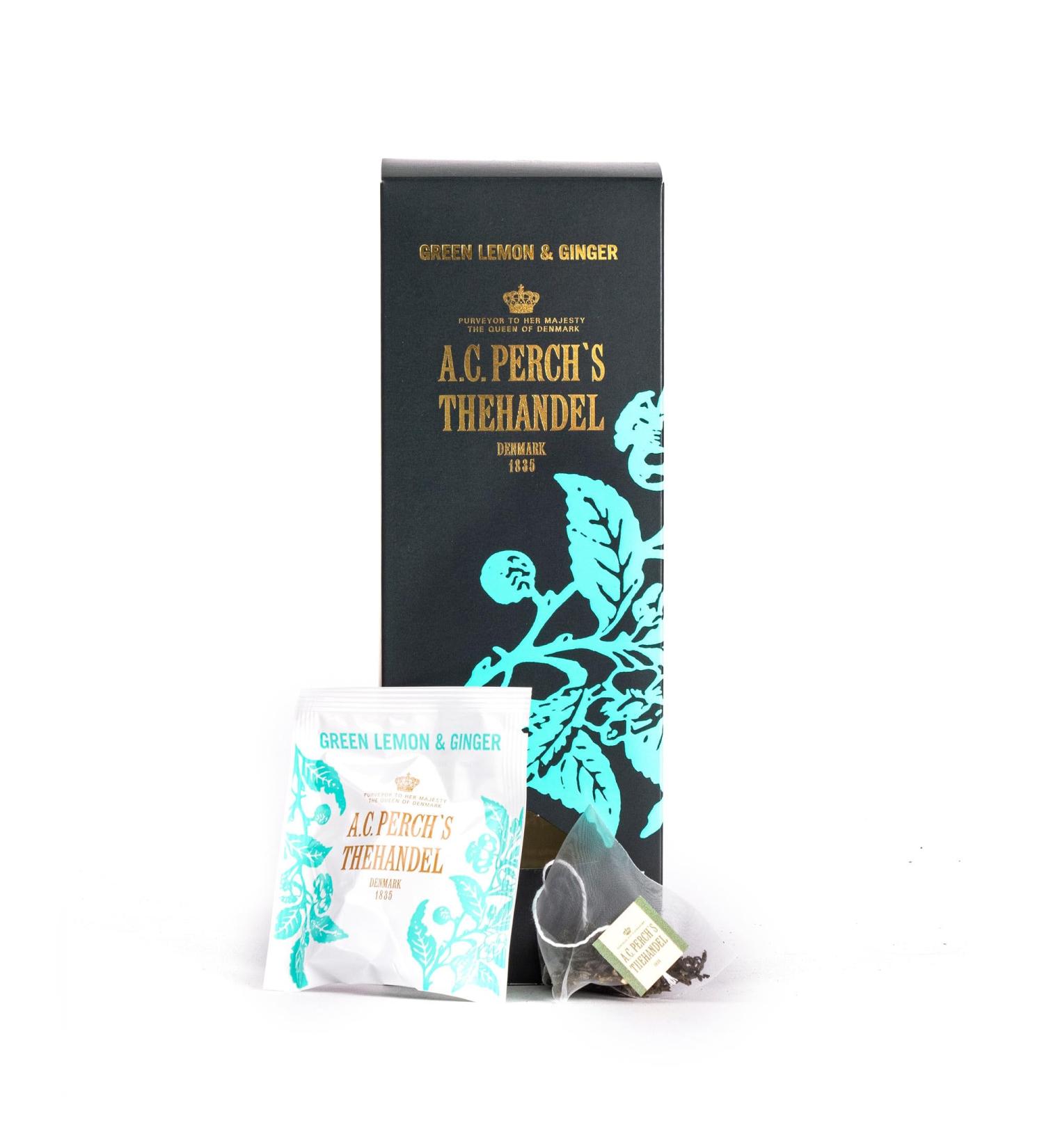 A.C.Perchs Green Lemon & Ginger Tea | Aromatic Chinese Green Tea | 25 Tea Bags Gift Box | Royal Tea Since 1835 - International Shipping Available - Buy Online on GoSupps.com