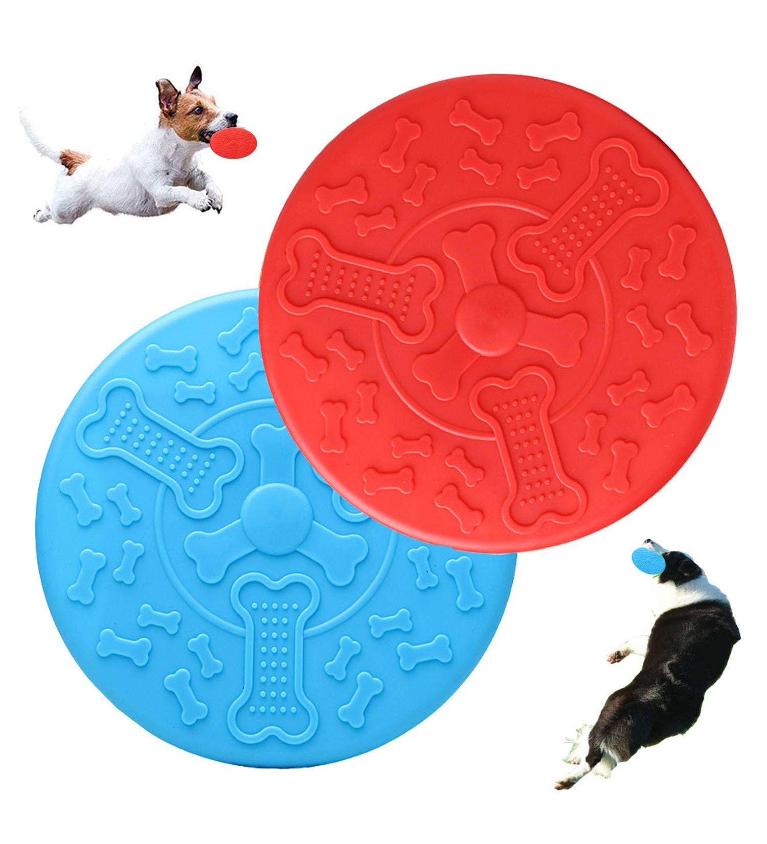 Ouoqi Dog Toys Frisbee - 2 Pack Rubber Discs for Small Dogs | Water & Land Play Catch & Training - Buy Online on GoSupps.com