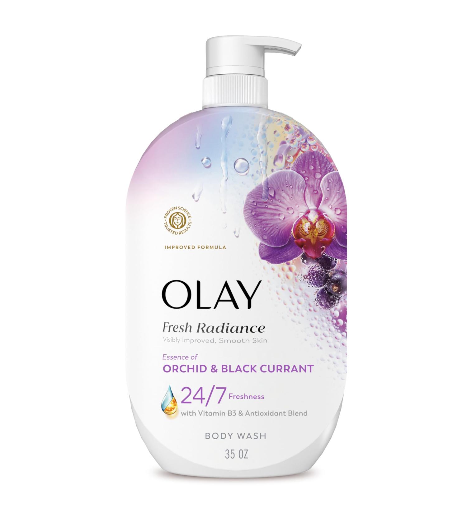 Olay Body Wash for Women Fresh Radiance 24/7 Skin-Loving Freshness Visibly Radiant Plant Based Cleansers Vitamin B3 & Antioxidant Blend For All Skin Types Orchid & Black Currant Scent 35 fl oz - Buy Online on GoSupps.com